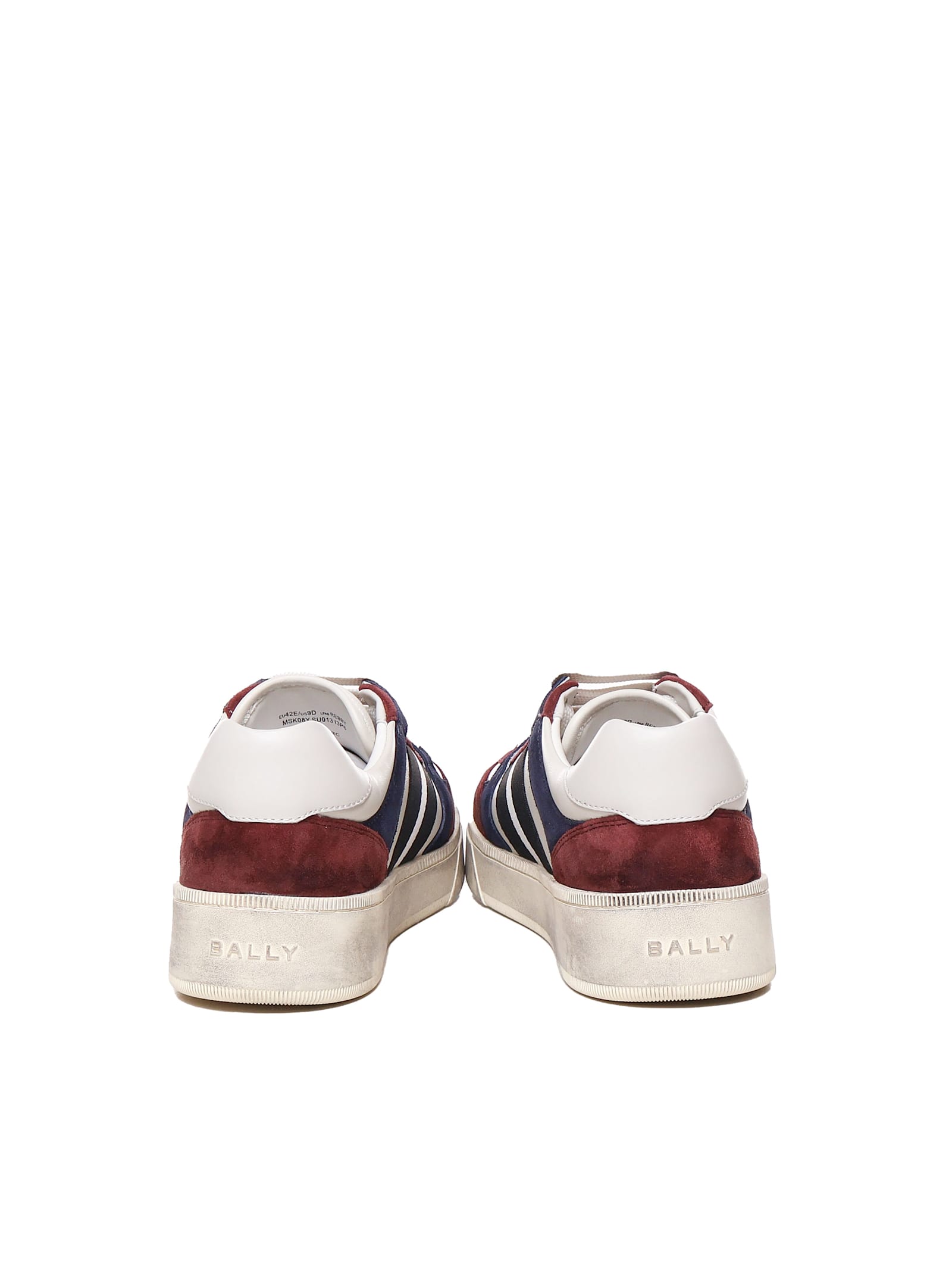 Shop Bally Sneakers In Suede And Calfskin In Burgundy, White, Black