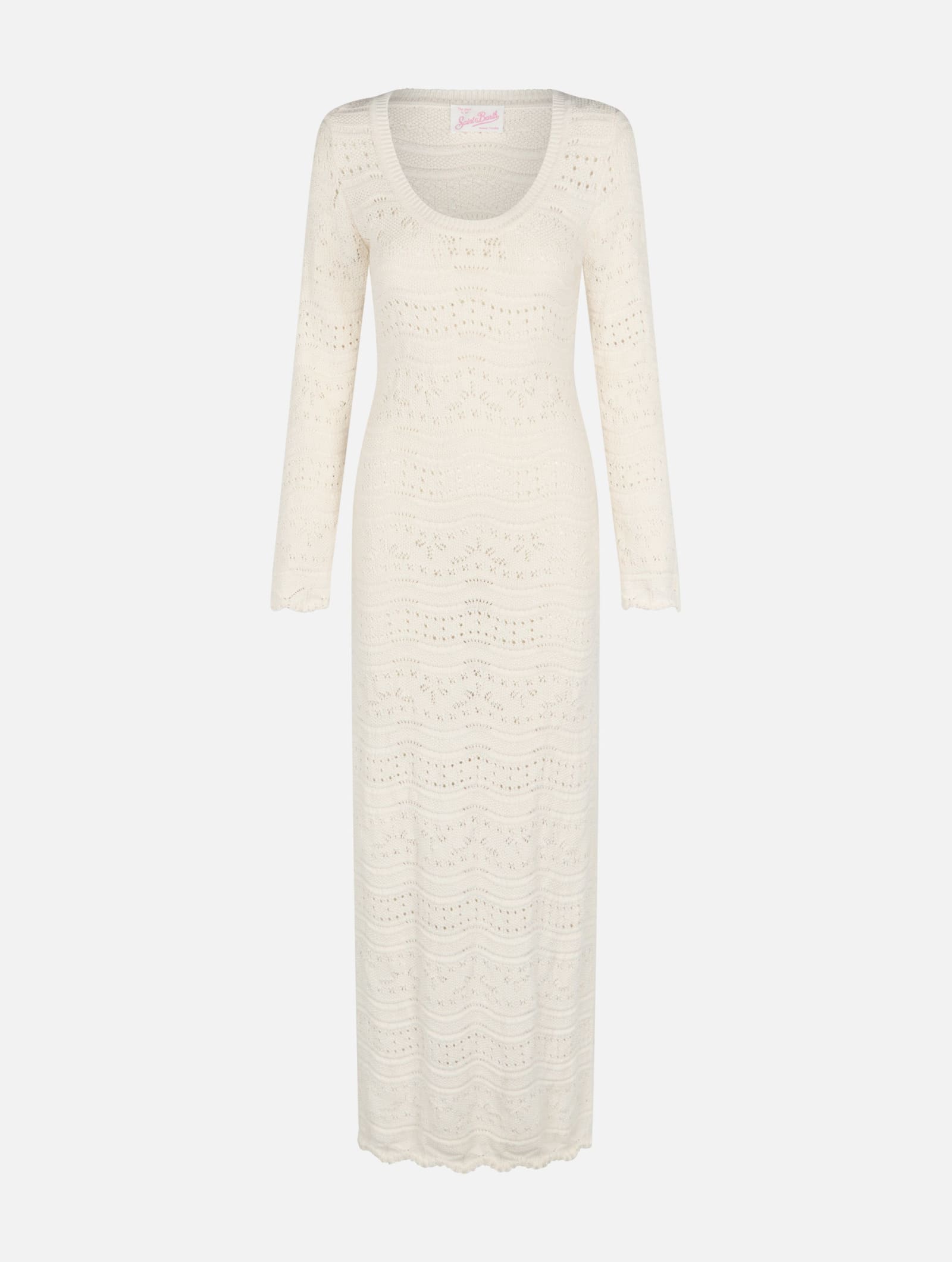 Shop Mc2 Saint Barth Woman Cotton Knit Midi Dress In White