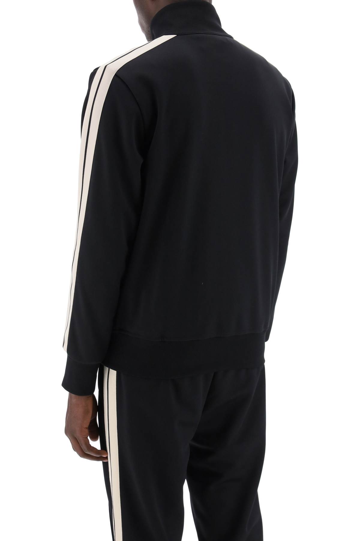 Shop Palm Angels Track Sweatshirt With Contrasting Bands In Black Off White (black)