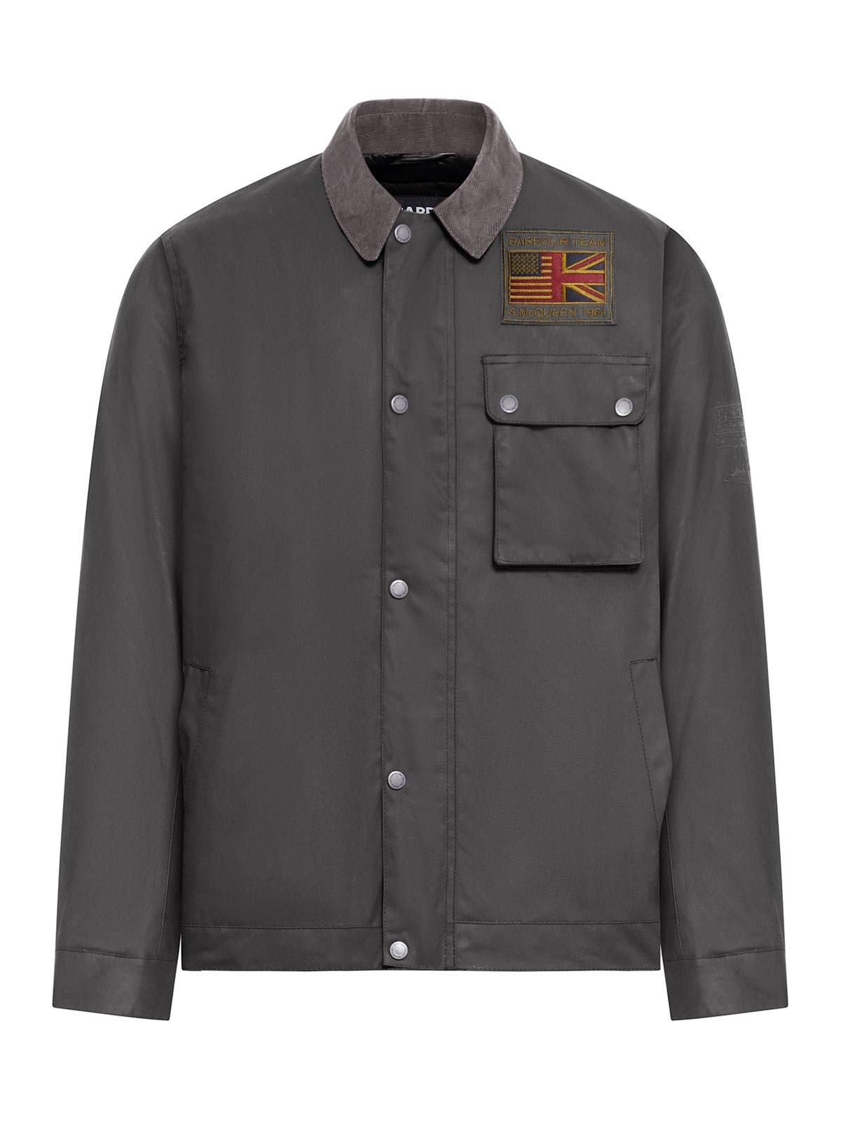 Shop Barbour International Steve Mcqueen Buttoned Jacket In Chrcoal