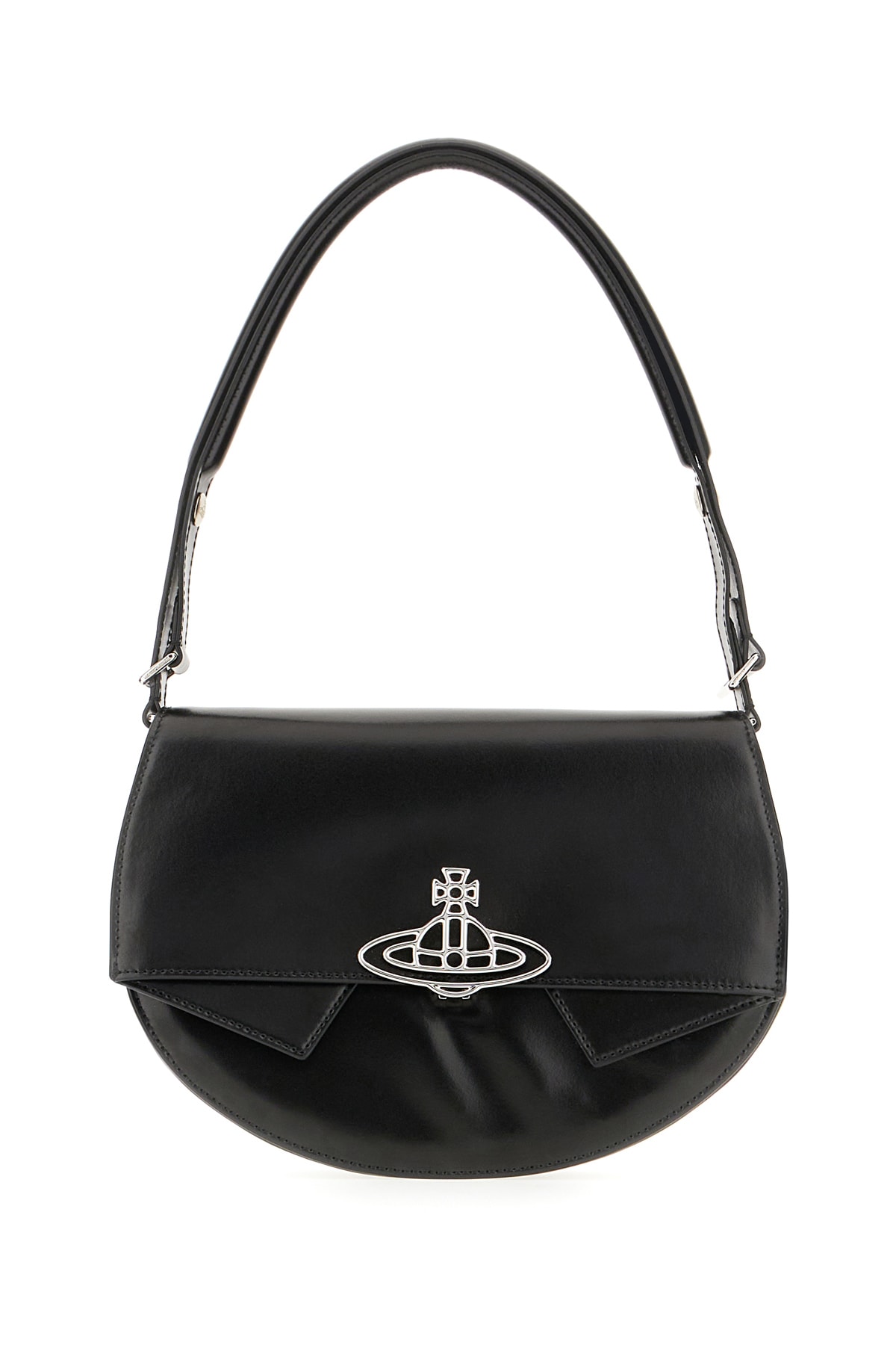 VIVIENNE WESTWOOD BLACK LEATHER SHOULDER BAG 