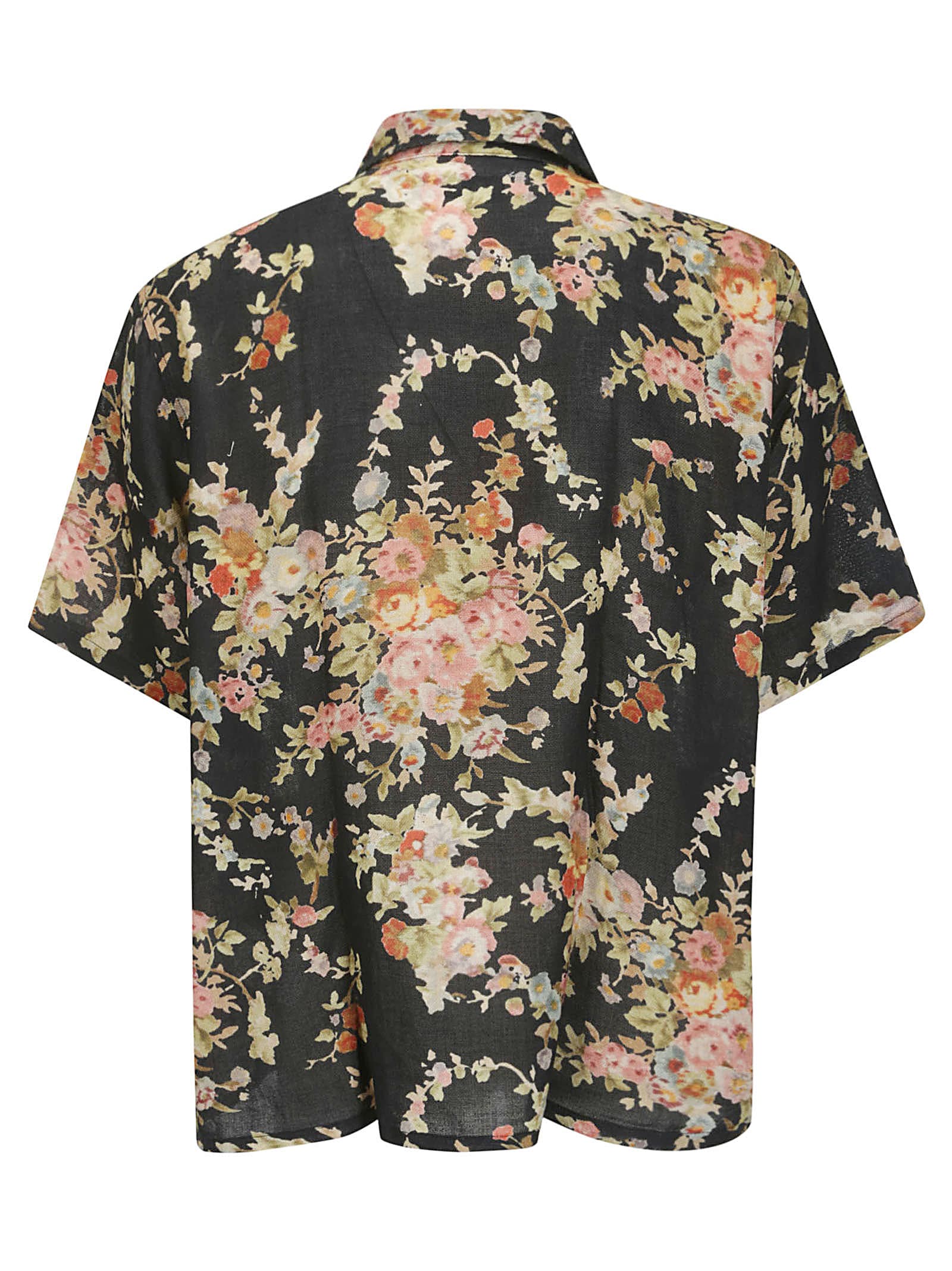 Shop Our Legacy Elder Shirt Shortsleeve In Black Floral Tapestry
