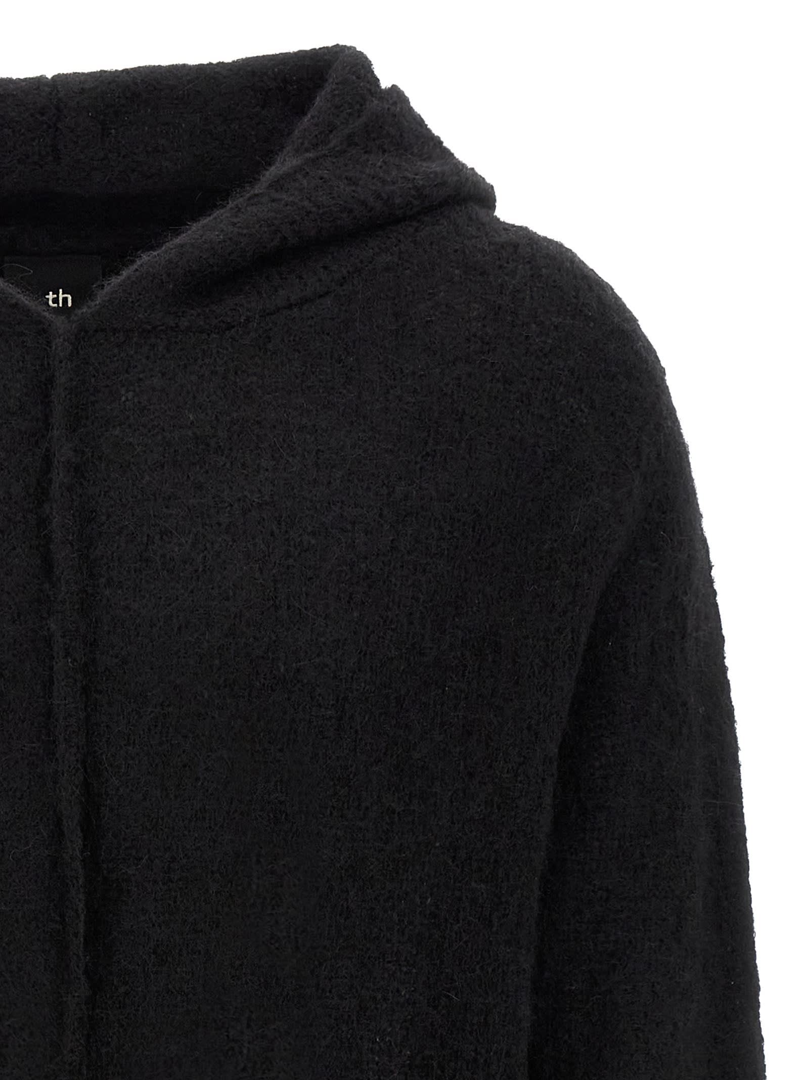Thom Krom Alpaca Blend Hooded Sweater With Long Cuffed Sleeves In Black