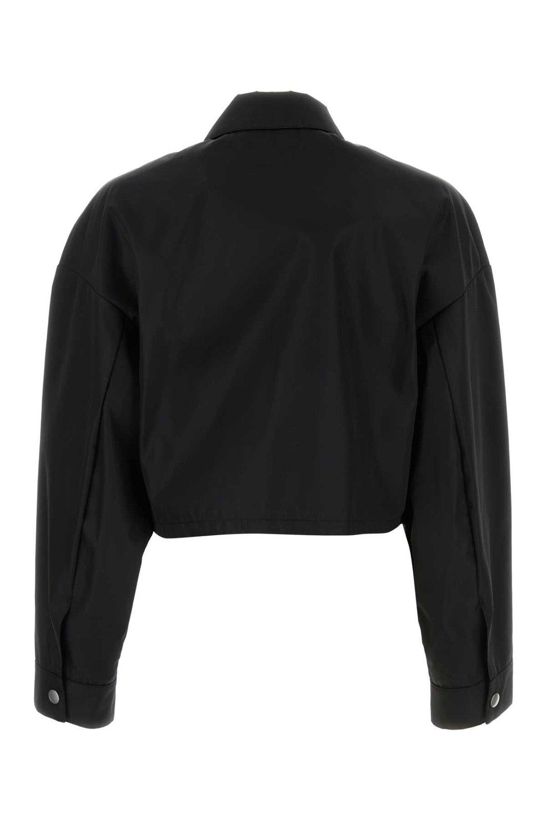 Shop Prada Triangle-logo Drop Shoulder Cropped Jacket In Black