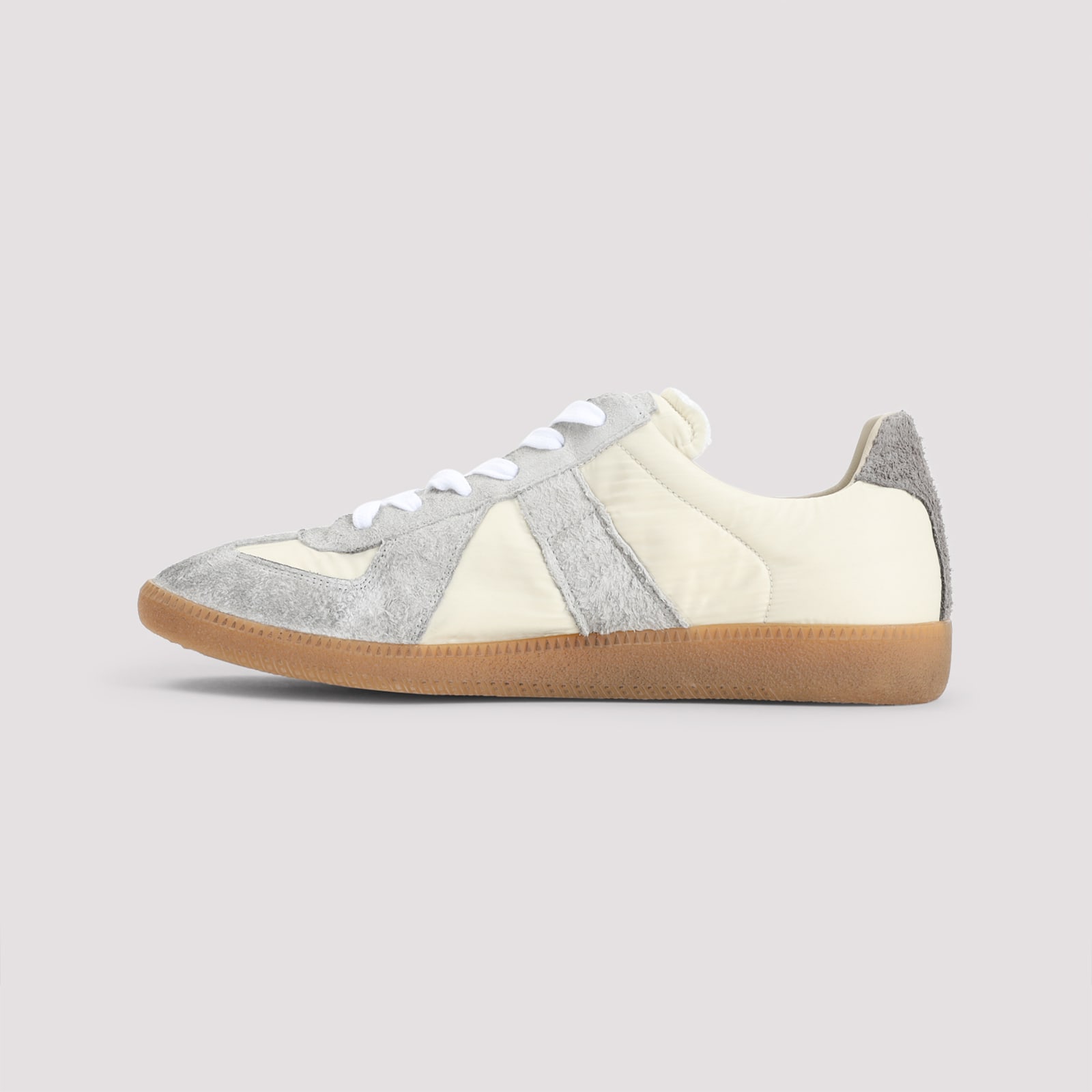 Maison Margiela Sneakers In Beige With Front Lace-up Fastening In Lemon Grey