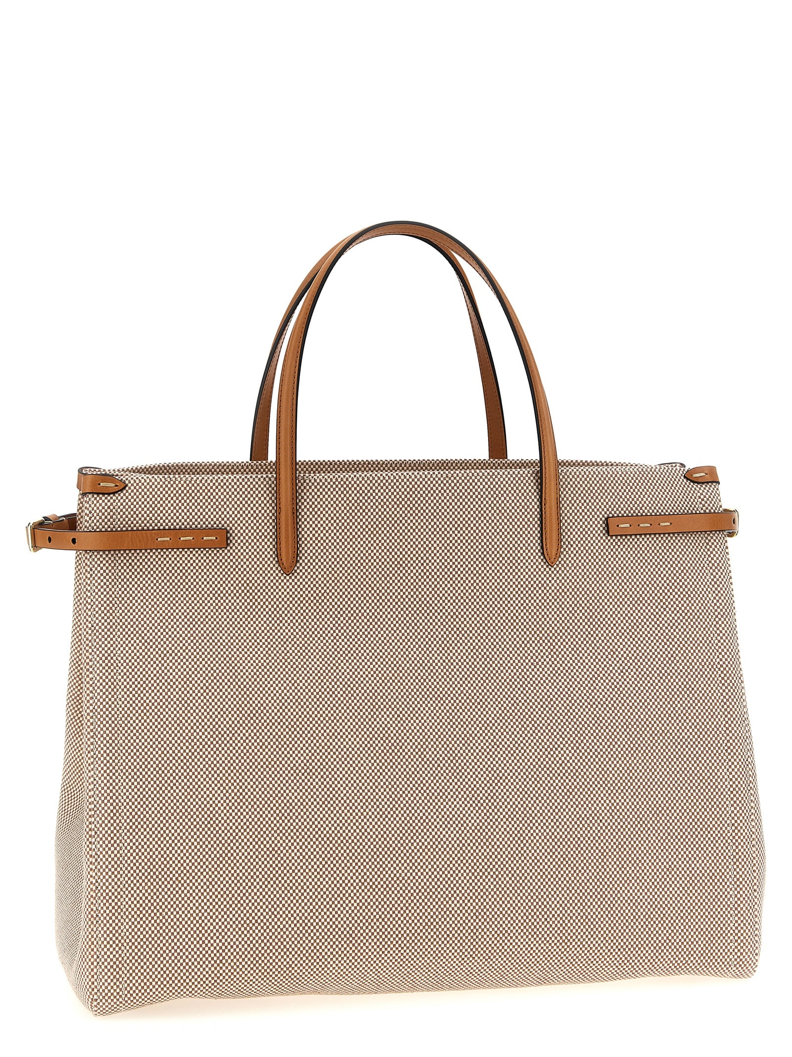 Valentino Antibes Big Shopping Bag With Adjustable Side Straps In Beige