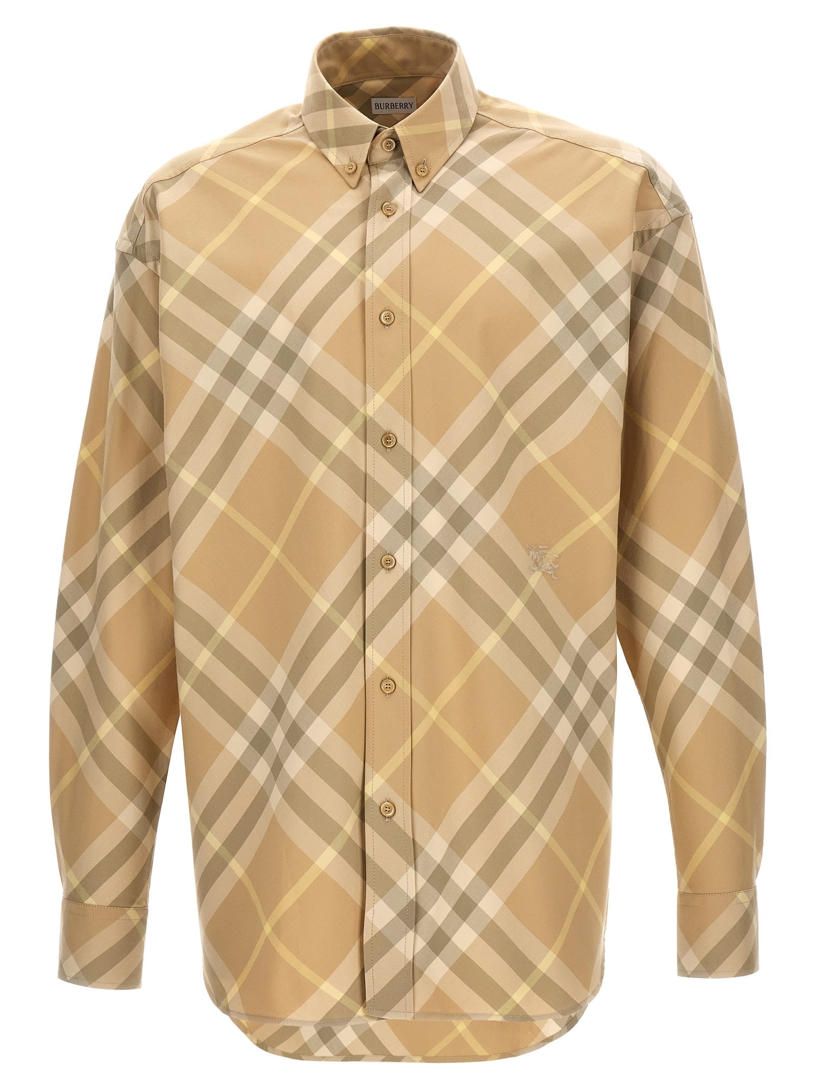 Shop Burberry Check Shirt In Beige