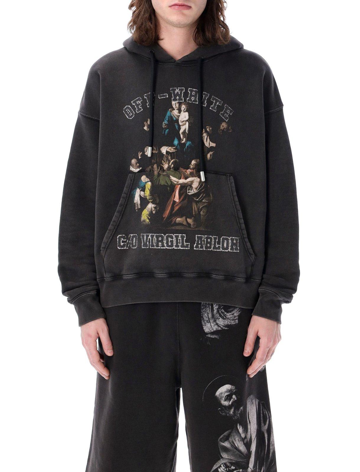 Shop Off-white Mary Skate Drawstring Hoodie In Black