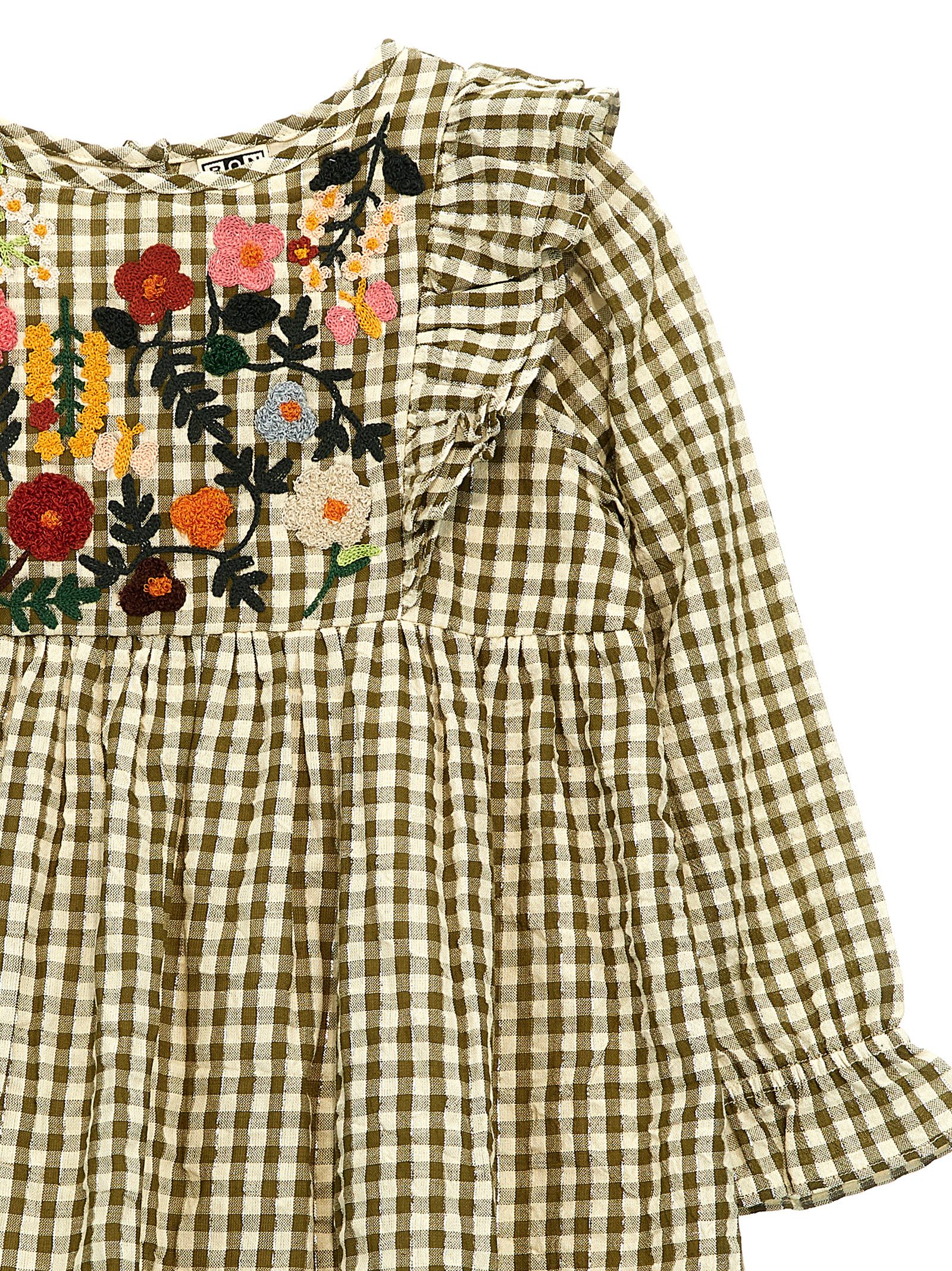 Shop Bonton Embroidery Check Dress In Multicolor