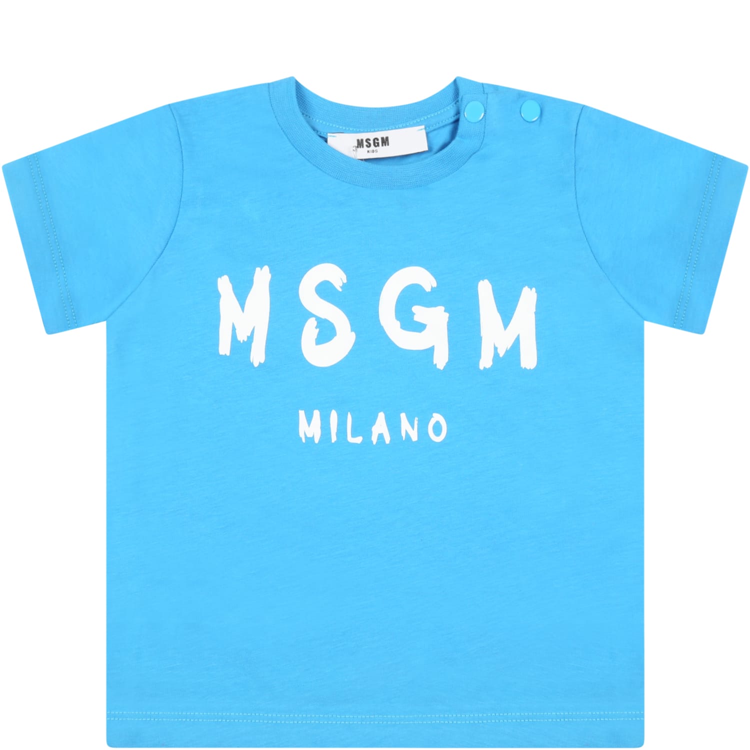 MSGM Light-blue T-shirt For Baby Boy With White Logo