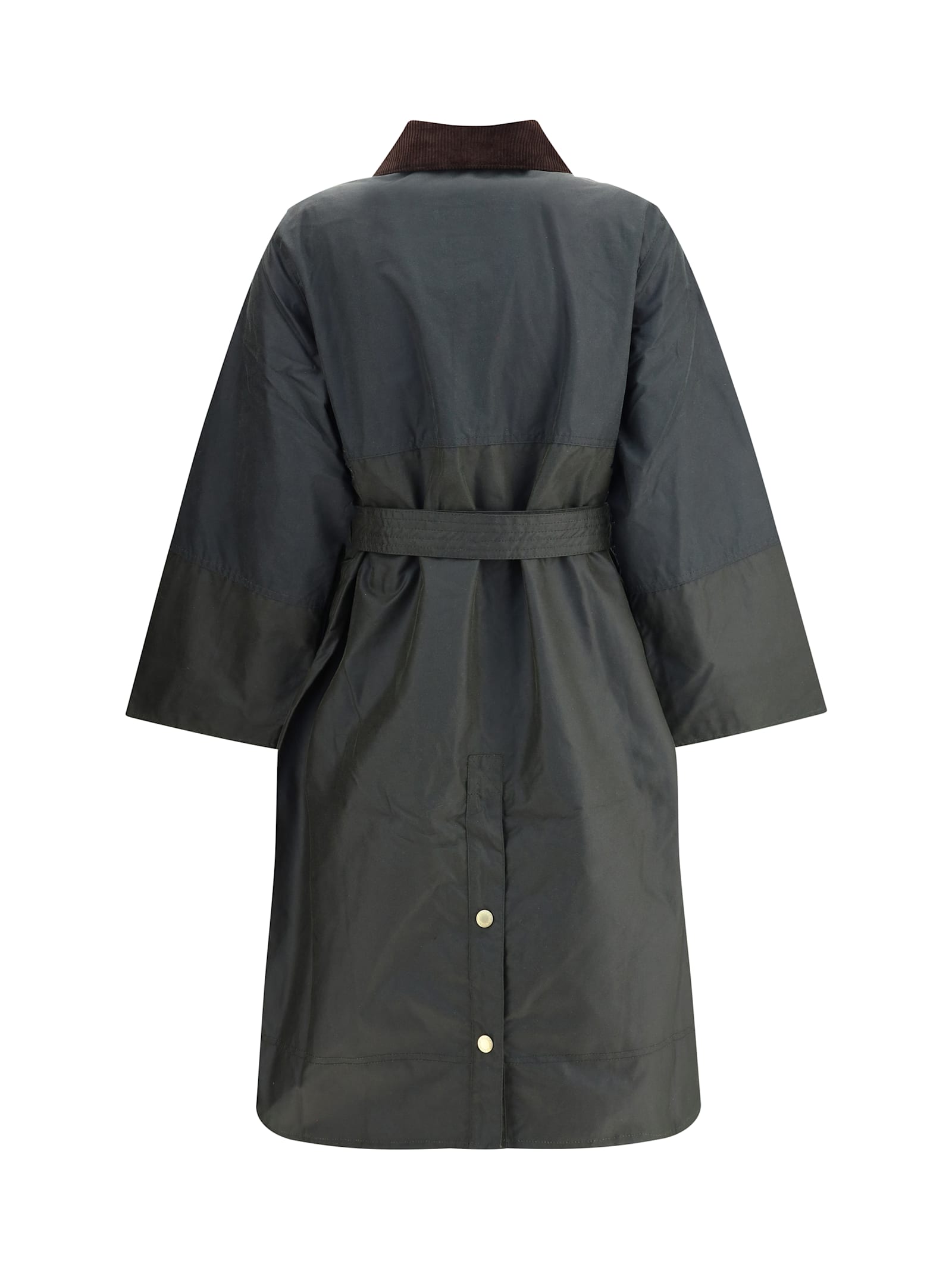 Barbour Belted Tartan-cuff Coat In Blue