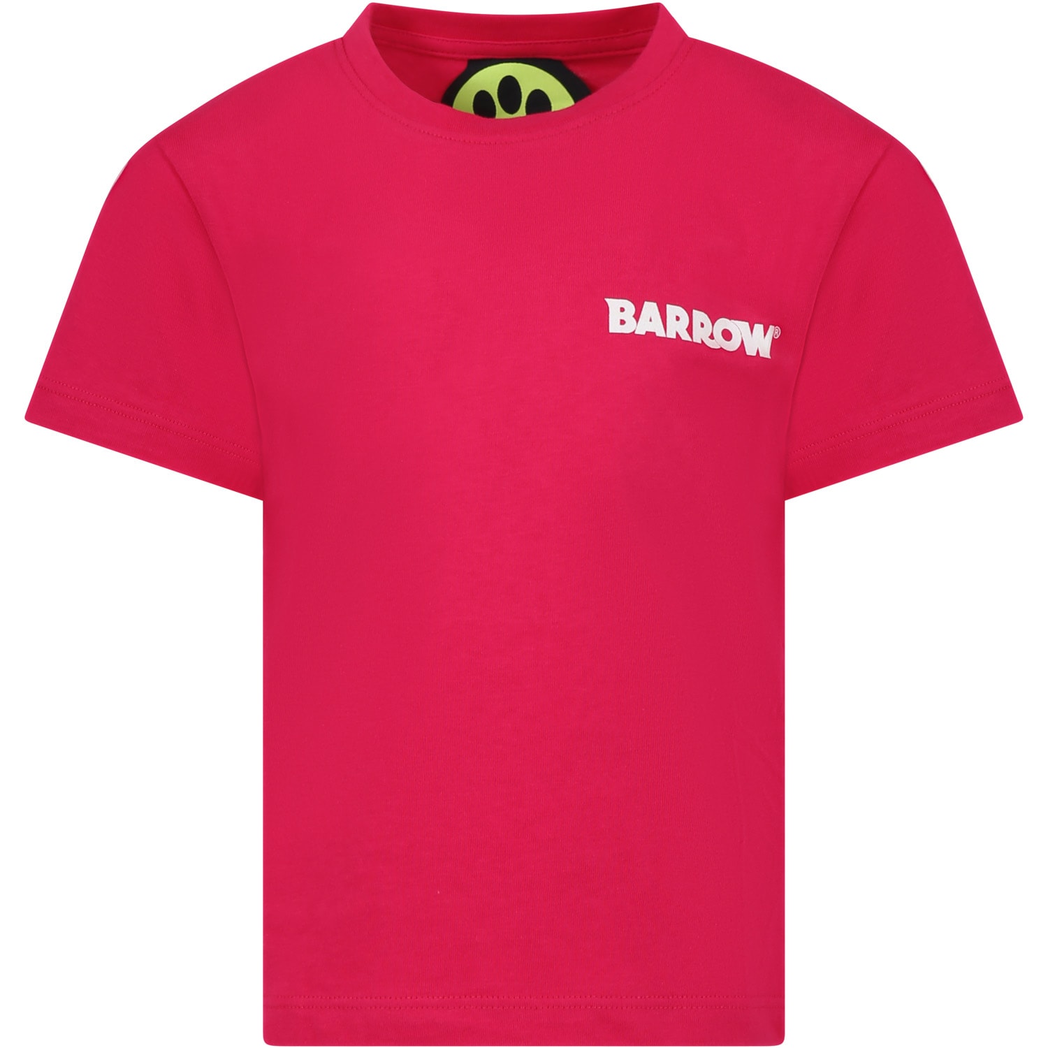 Shop Barrow Fuchsia T-shirt For Kids With Smiley Face And Logo In Fragola