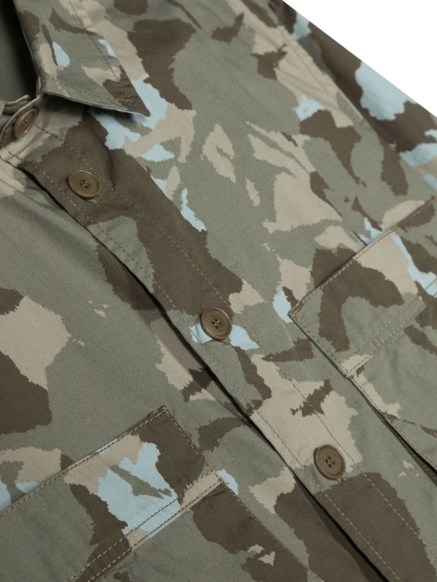 Aspesi Camouflage-print Two-pocket Shirt In Multicolour