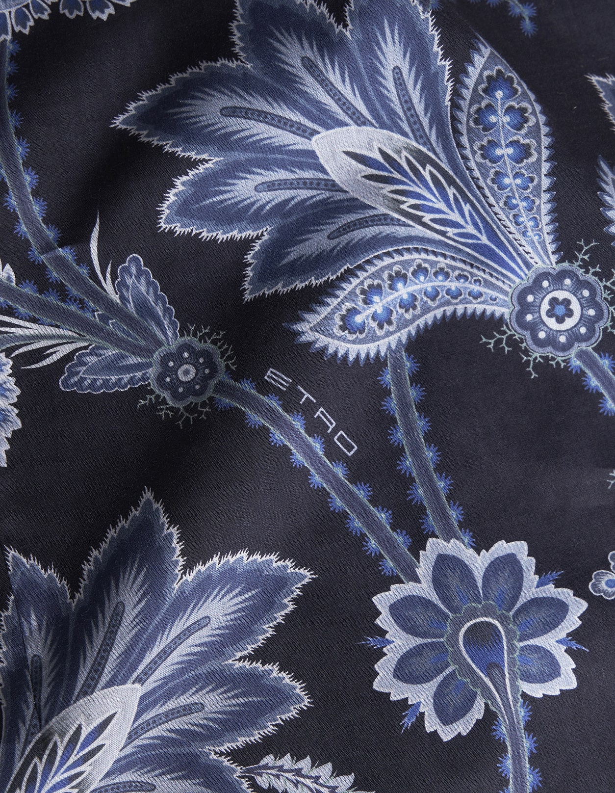 Shop Etro Navy Blue Floral Shirt