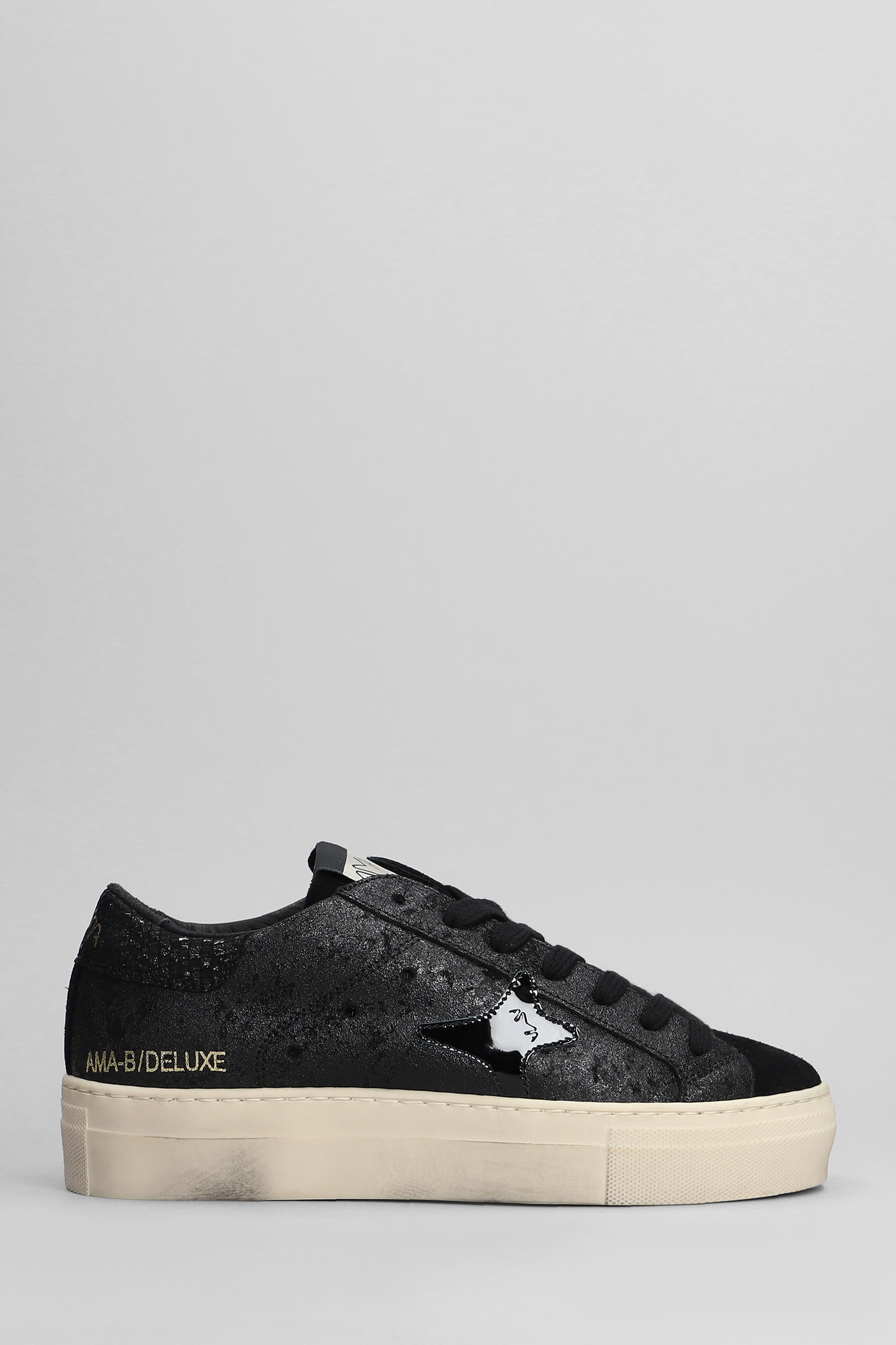 Shop Ama Brand Sneakers In Black Suede And Leather