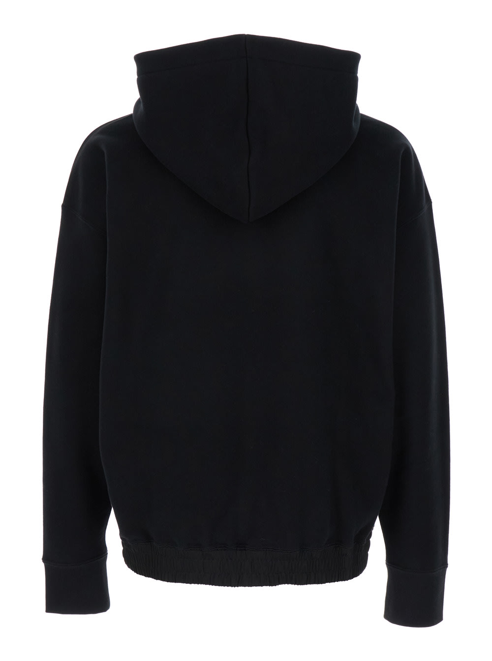 Shop Saint Laurent Black Hoodie With Tonal Logo Embroidery In Cotton Man