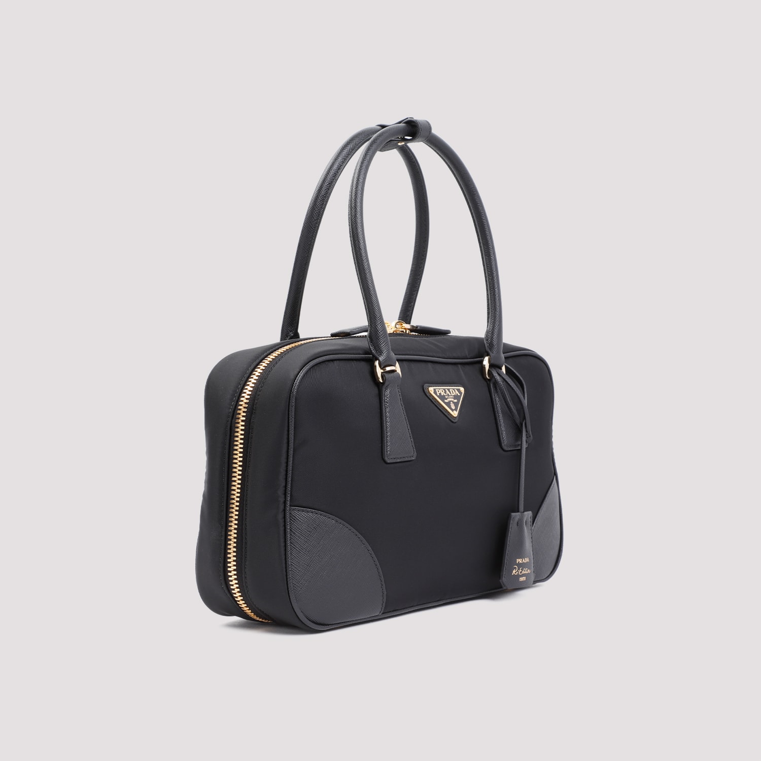 Prada Black Nylon And Leather Re-edition 1978 Handbag In Black