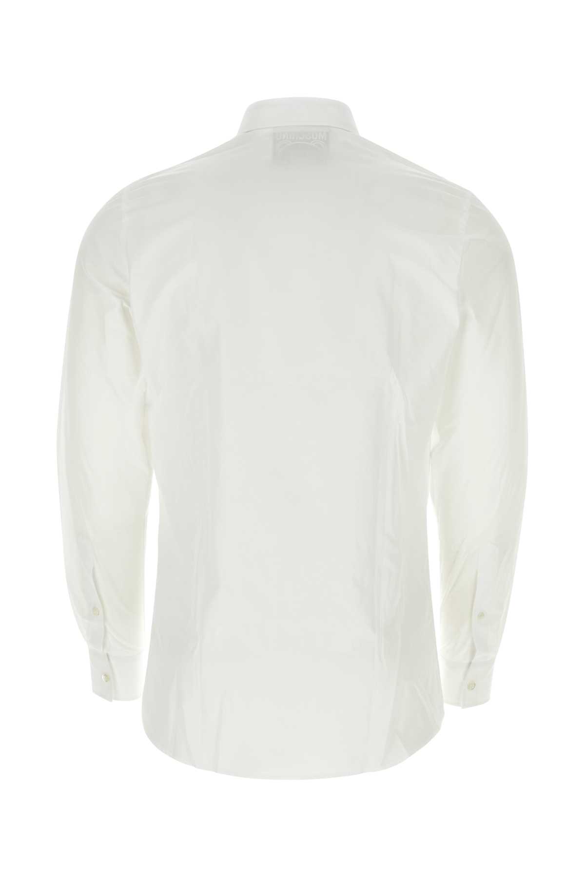 Shop Moschino White Poplin Shirt In Fantasiabianco