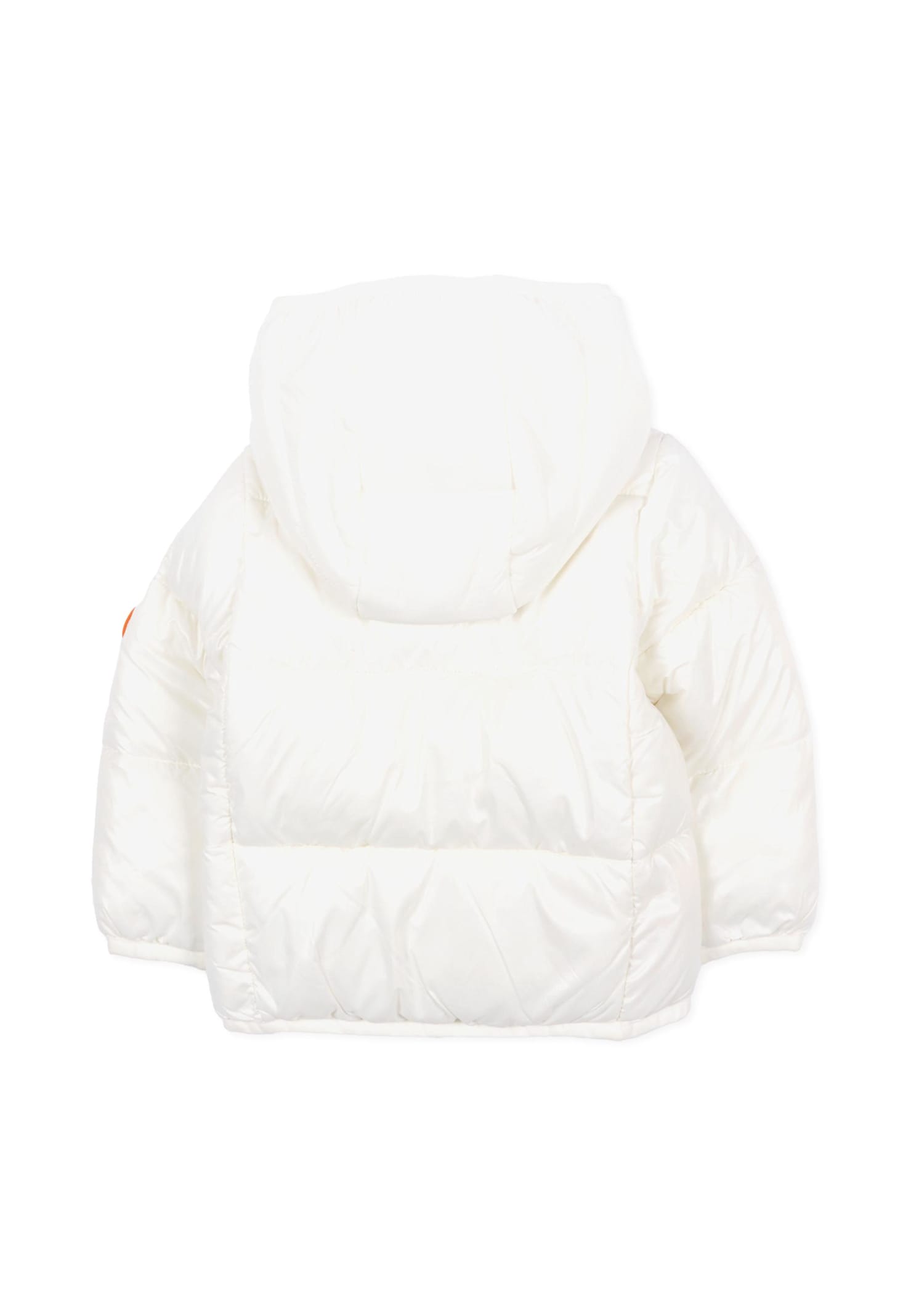 Save The Duck White Down Jacket For Babykids With Logo In White