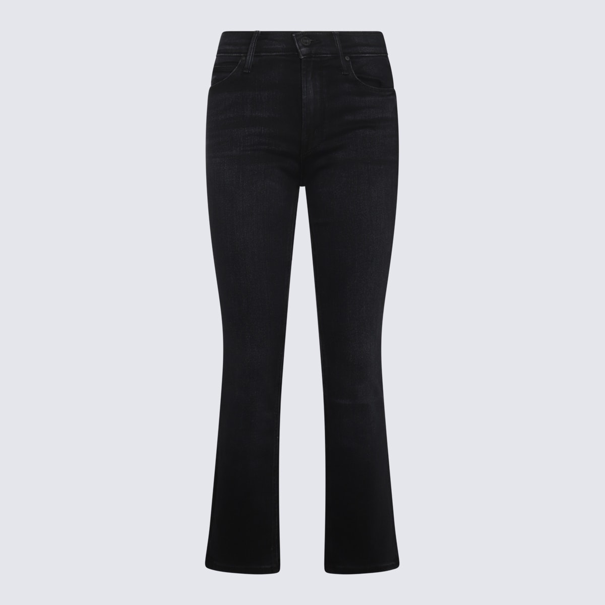 Shop Mother Black Cotton Jeans In Deep End