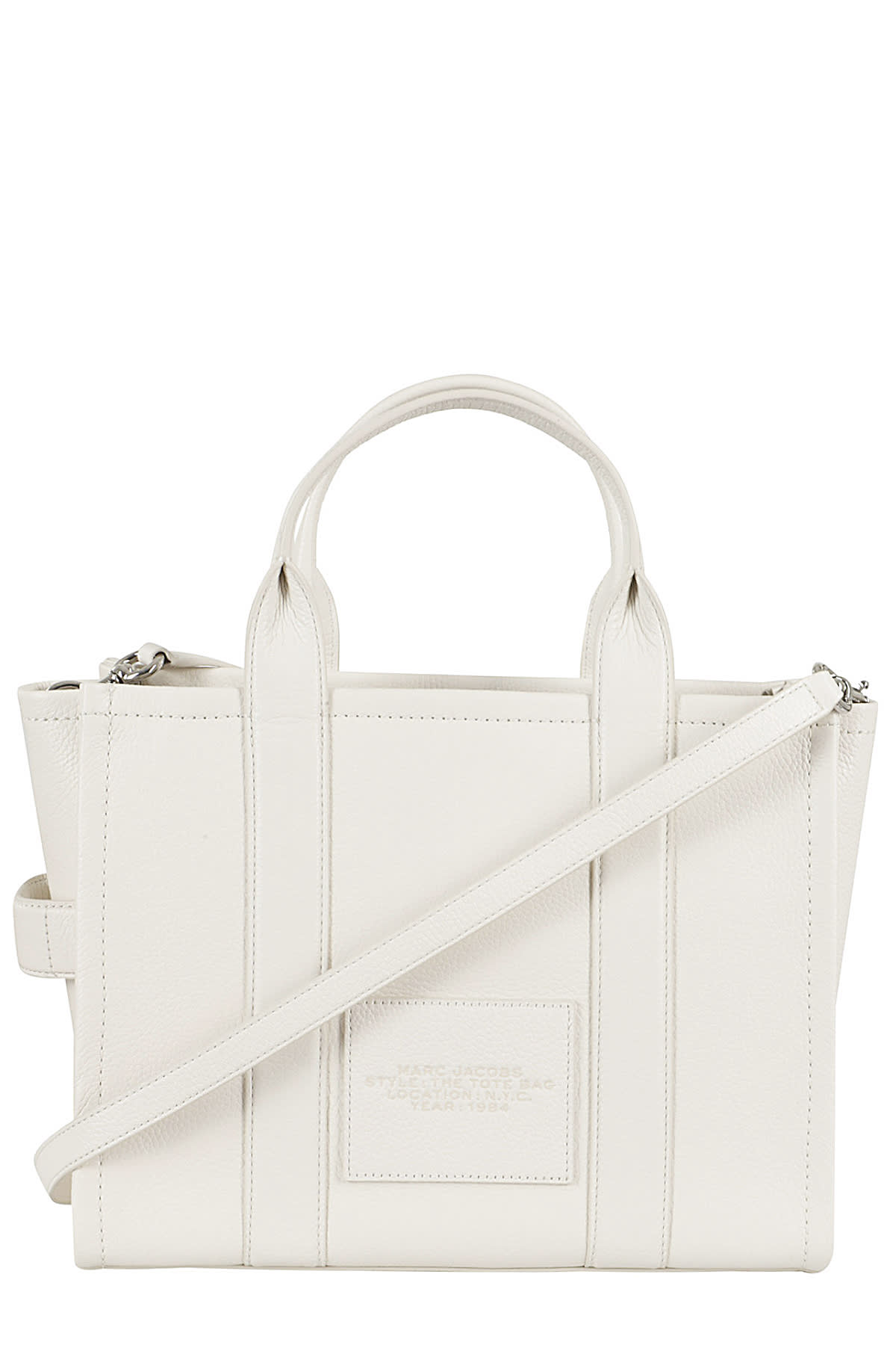 Shop Marc Jacobs The Medium Tote In Cotton Silver