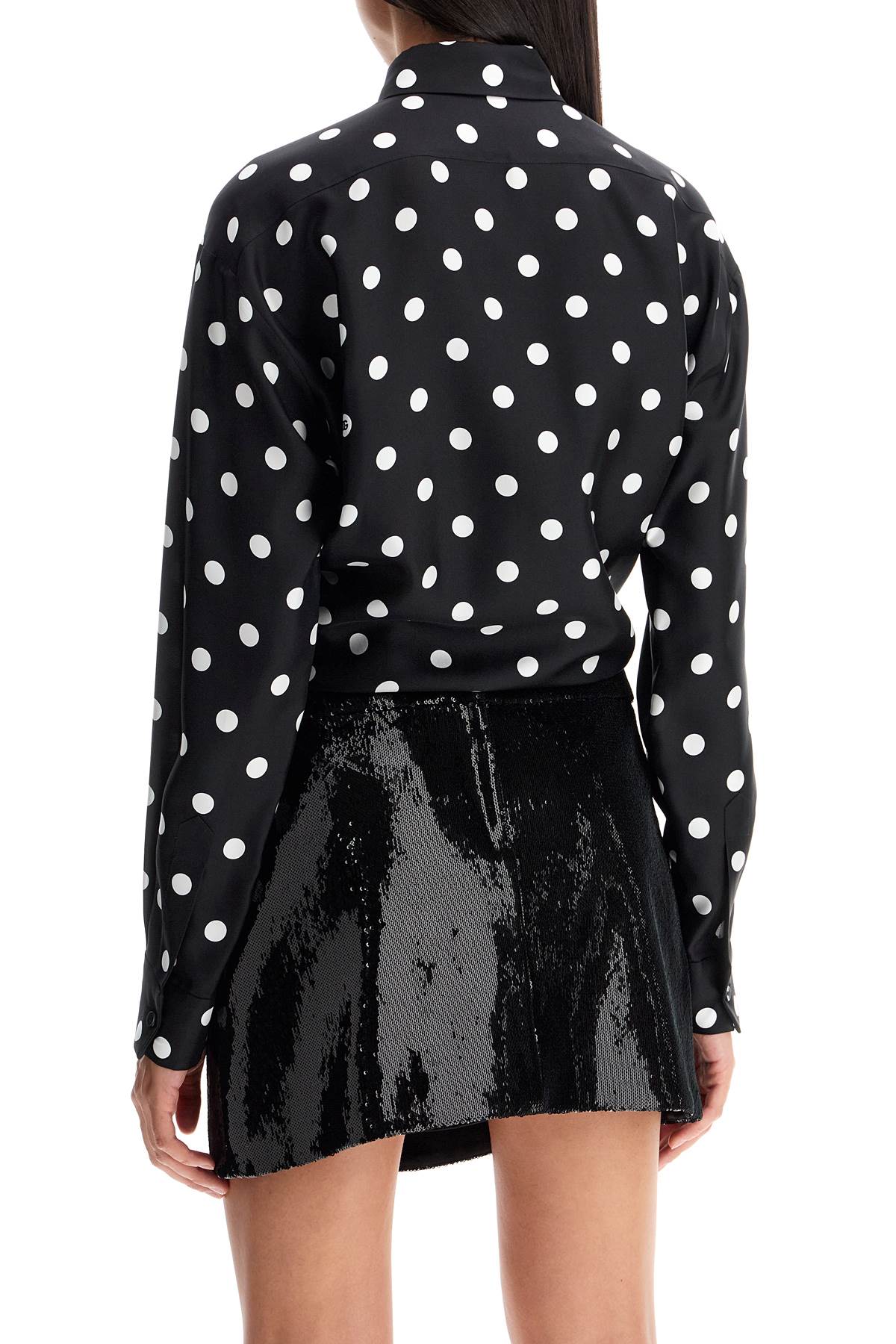 Shop Dolce & Gabbana Silk Polka Dot Print Blouse In Pois Med 1,5 F.nero (black)