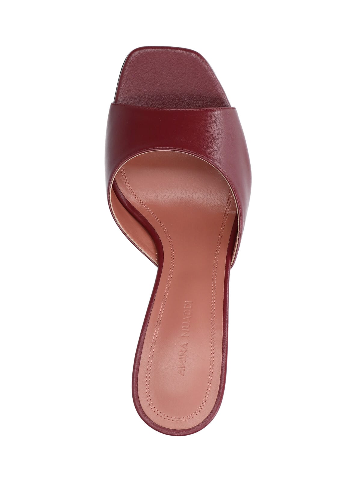 Amina Muaddi Sleek Pumps With Bold Red Heel And Contemporary Design In Burgundy