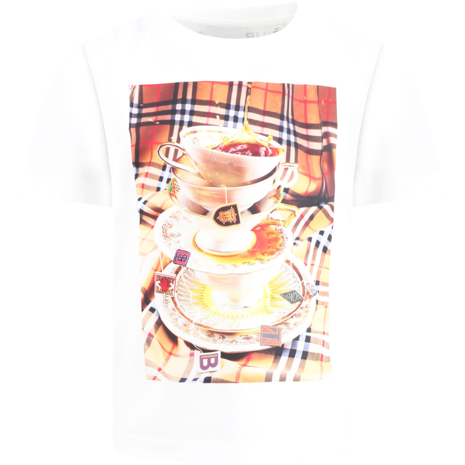 Burberry White T-shirt For Kids With Logos