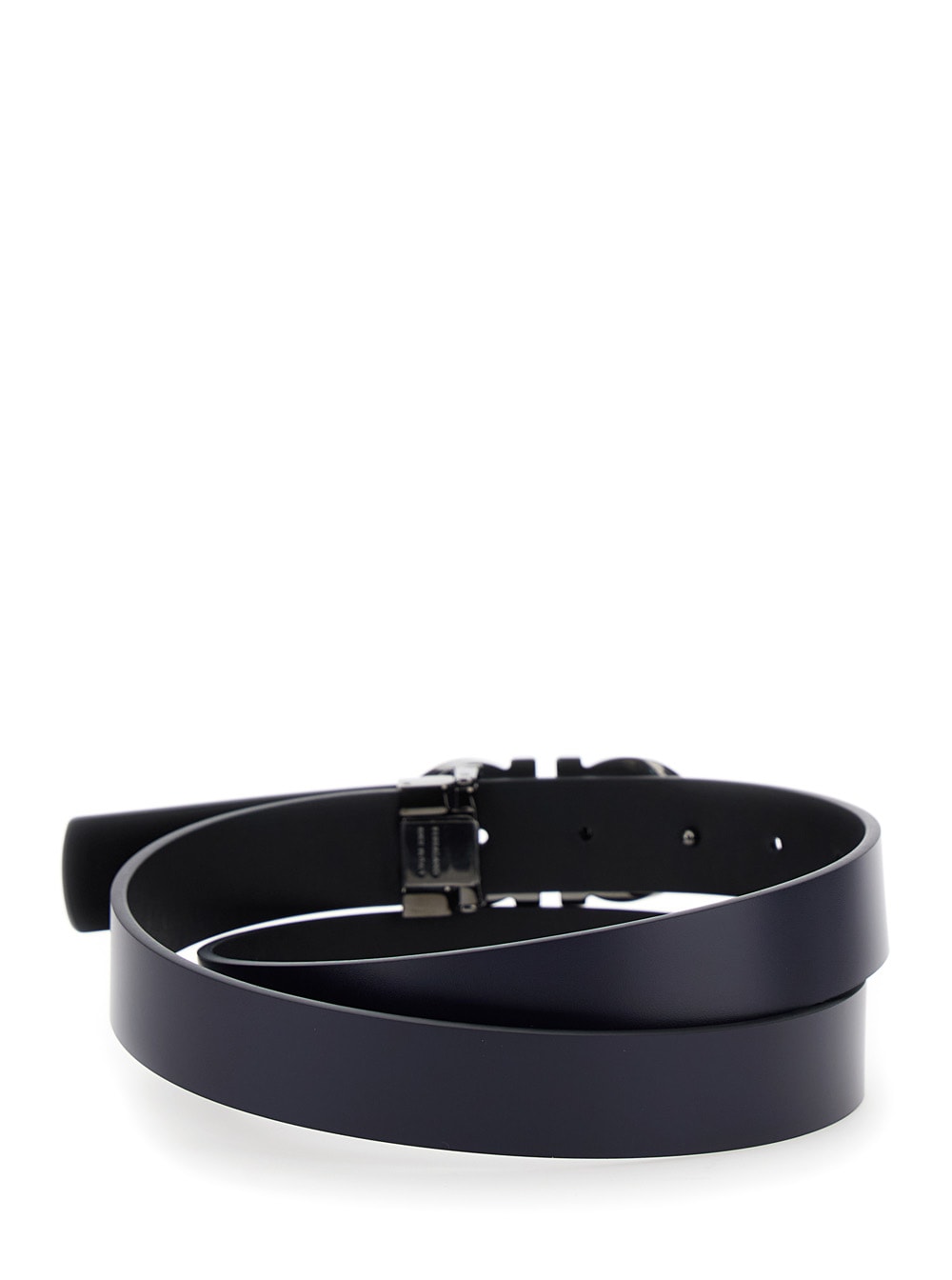 Shop Ferragamo Black And Blue Reversible Belt With Gancini Buckle In Leather Man In Midnight/nero