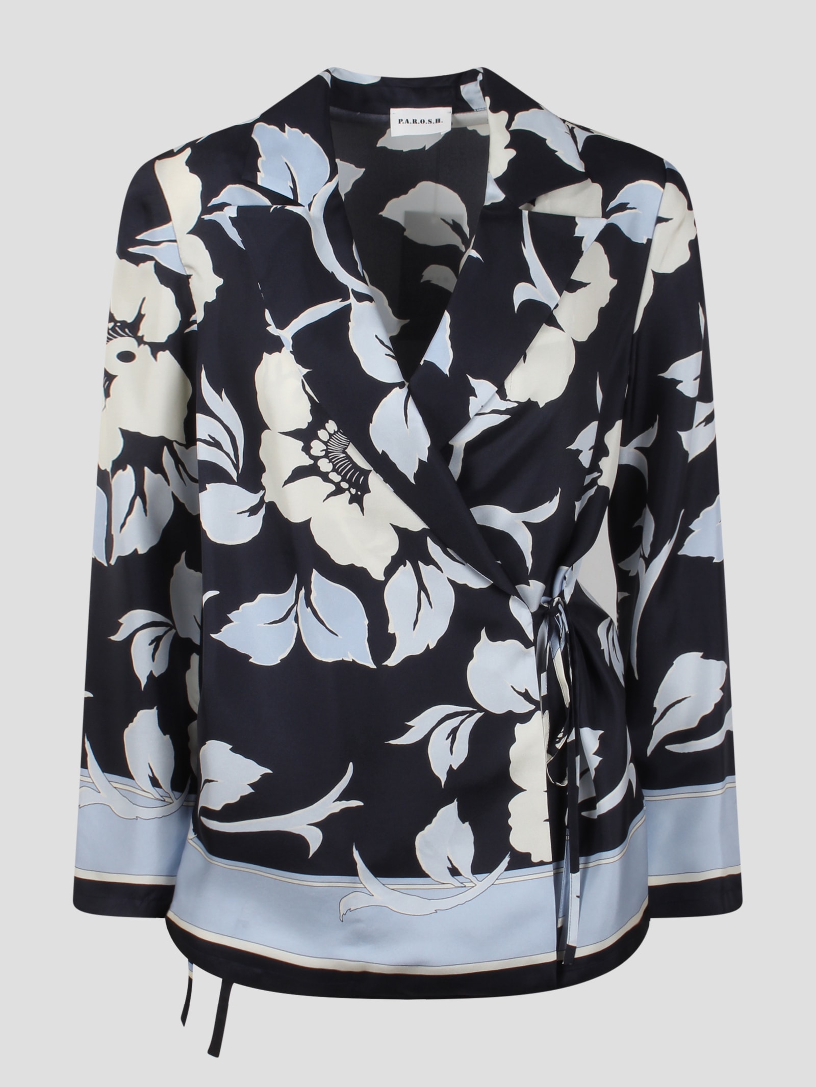 Shop P.a.r.o.s.h Silk Twill Jacket In Blue