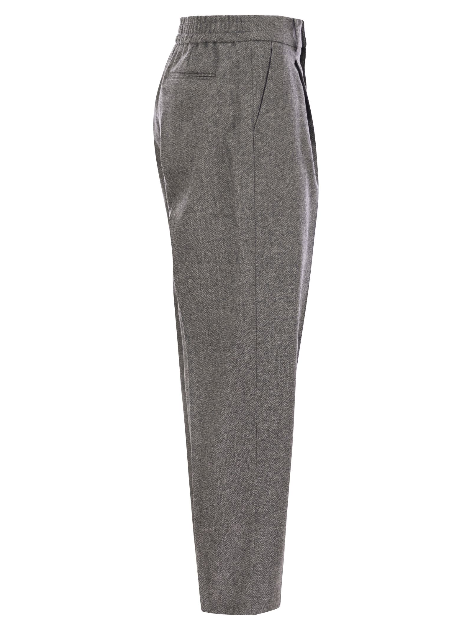 Shop Pt Torino Daisy - Wool And Cashmere Pants In Dark Grey