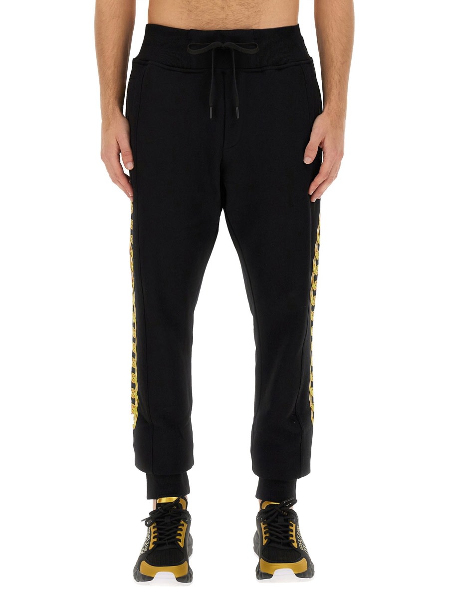 Shop Versace Jeans Couture Jogging Pants Chain In Black