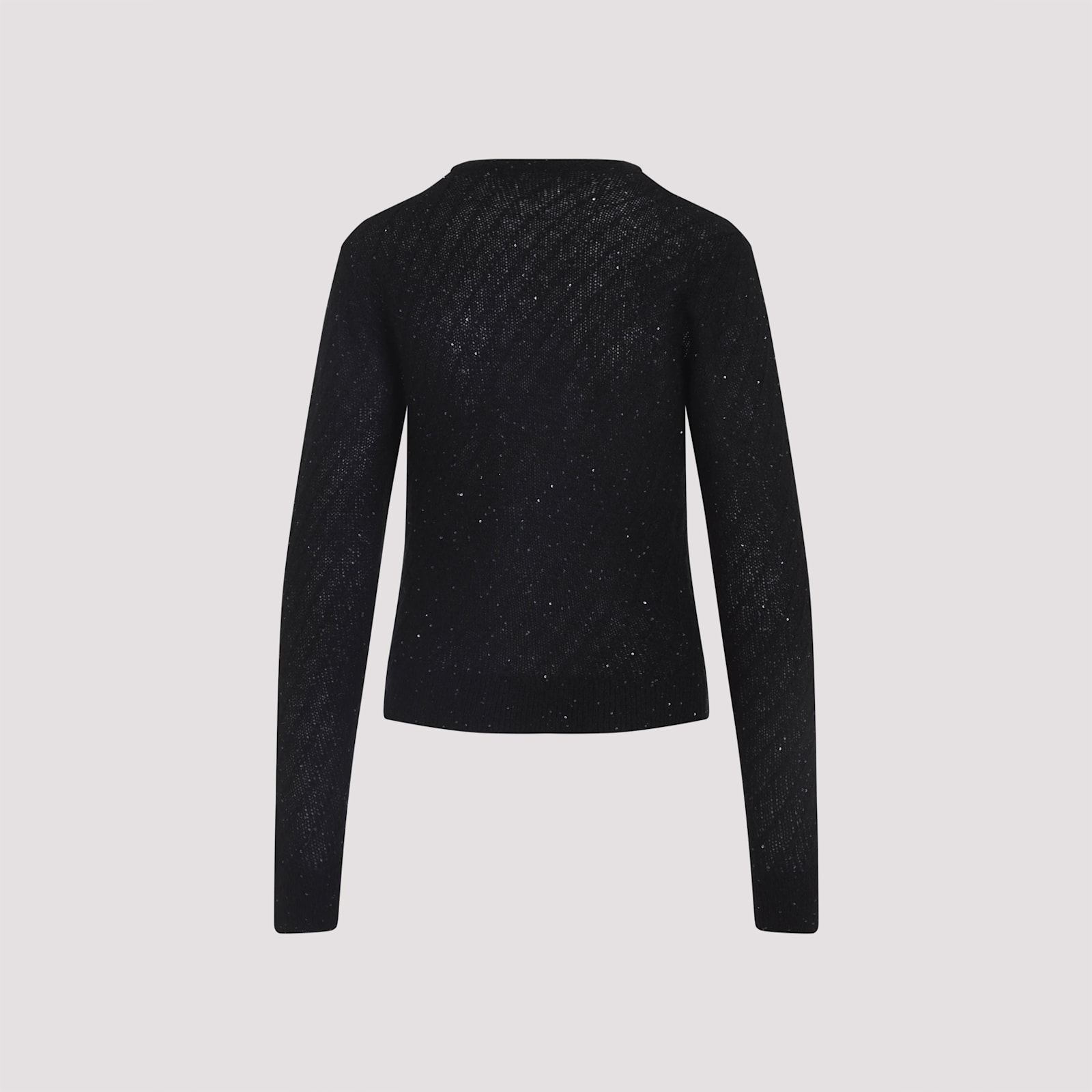 Fabiana Filippi Virgin Wool Cardigan Mini-sequins In Black