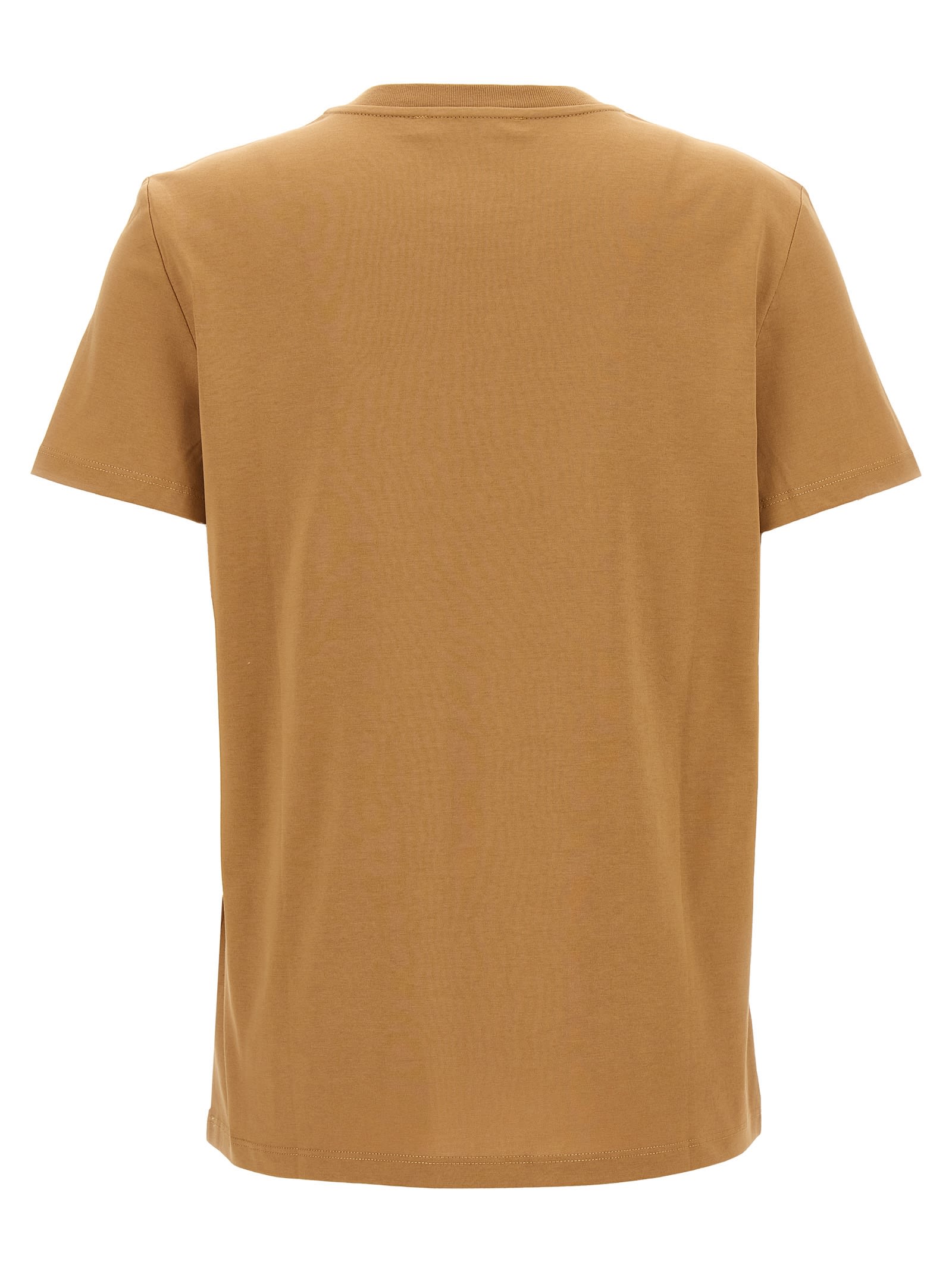 Max Mara Monogram-embroidered Cotton T-shirt In Beige