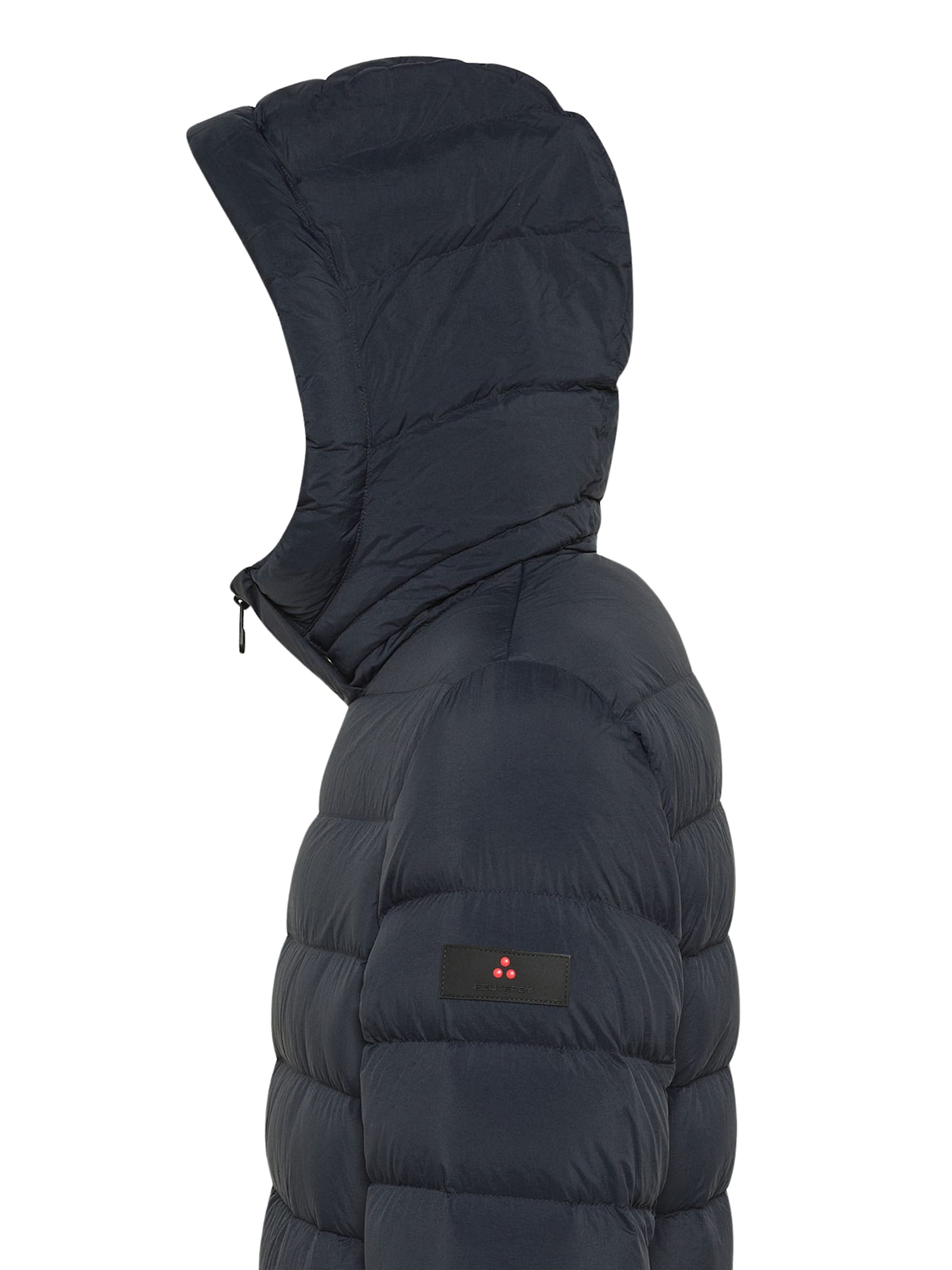 Peuterey Quilted Black Puffer Jacket With Hooded Design In Blue