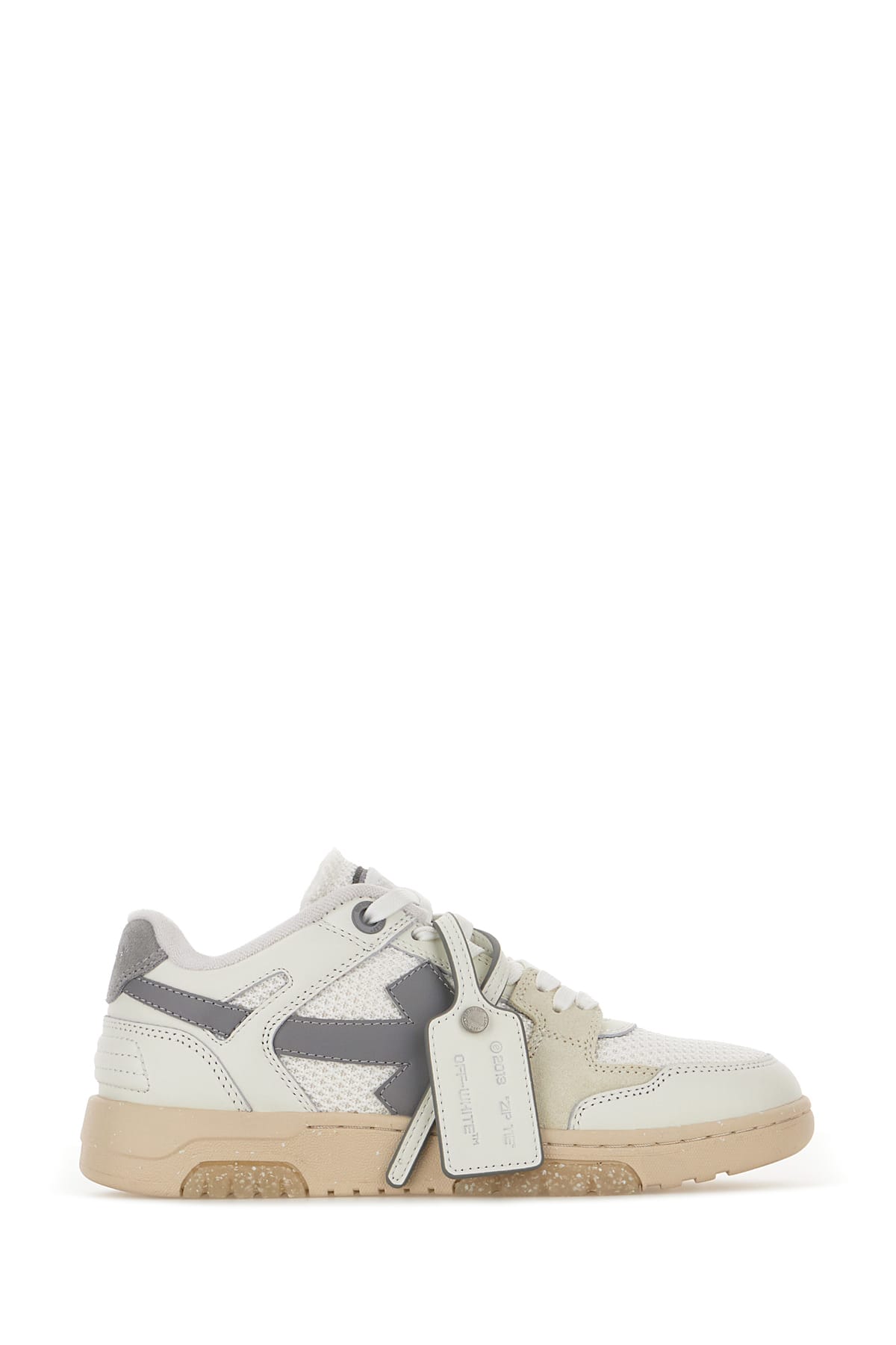 Off-white Two-tone Leather And Polyester Out Off Office Sneakers In White Grey