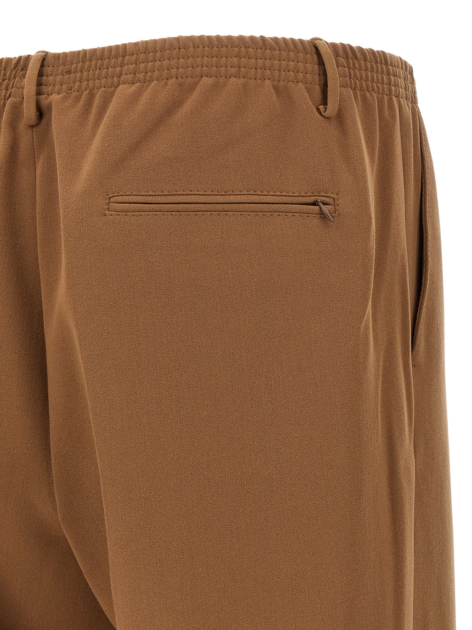 Cellar Door Pleated Elastic-waistband Trousers In Brown