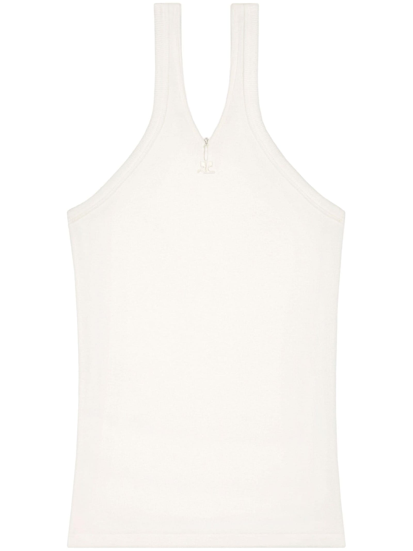 Shop Courrèges Logo Top In Heritage White