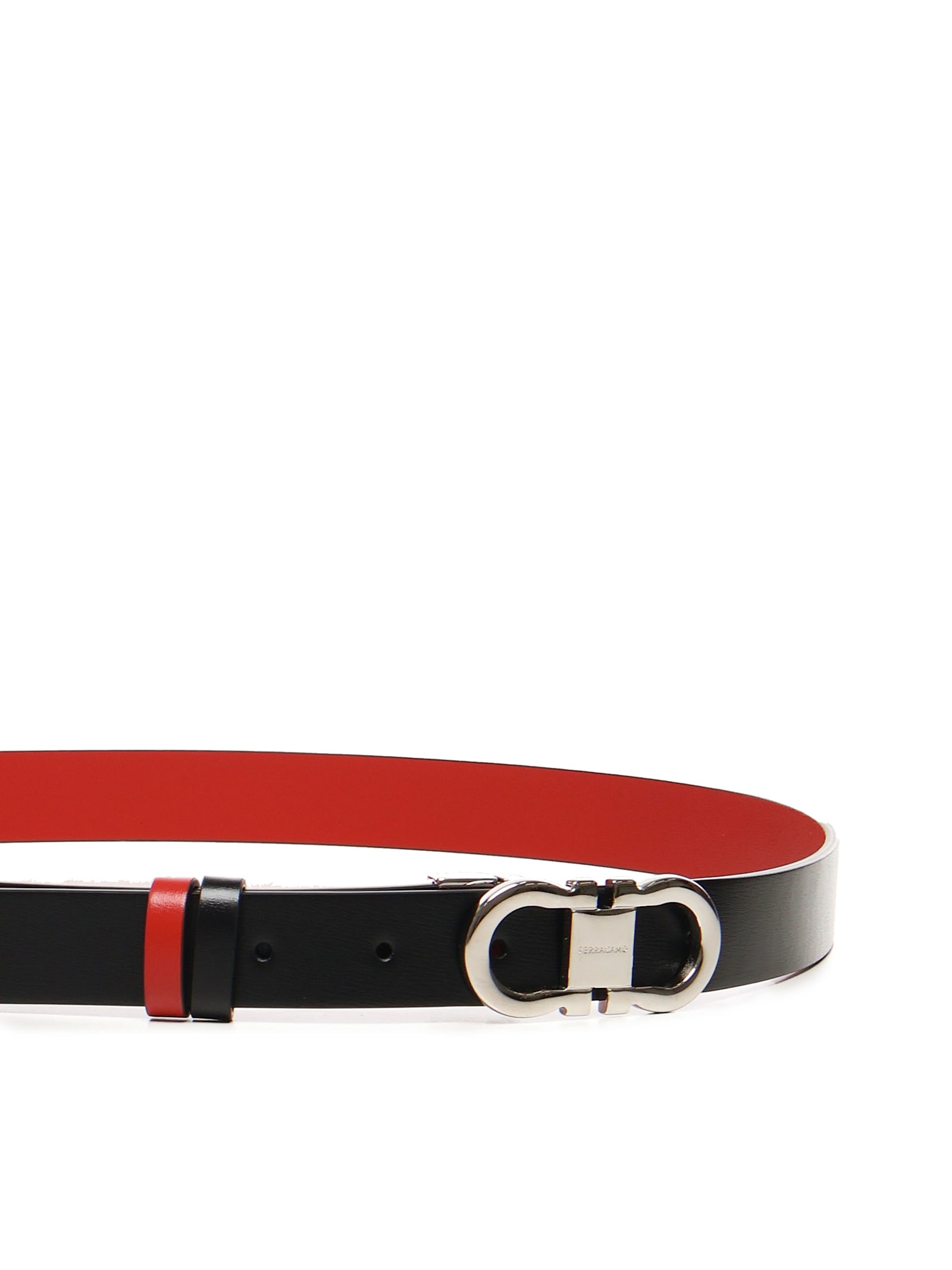 Ferragamo Gancini Adjustable And Reversible Belt In Black