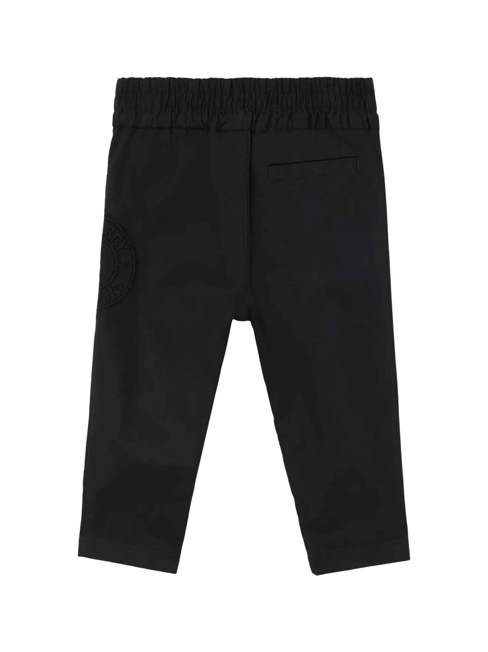 Shop Burberry Black Trousers Baby Boy In Nero