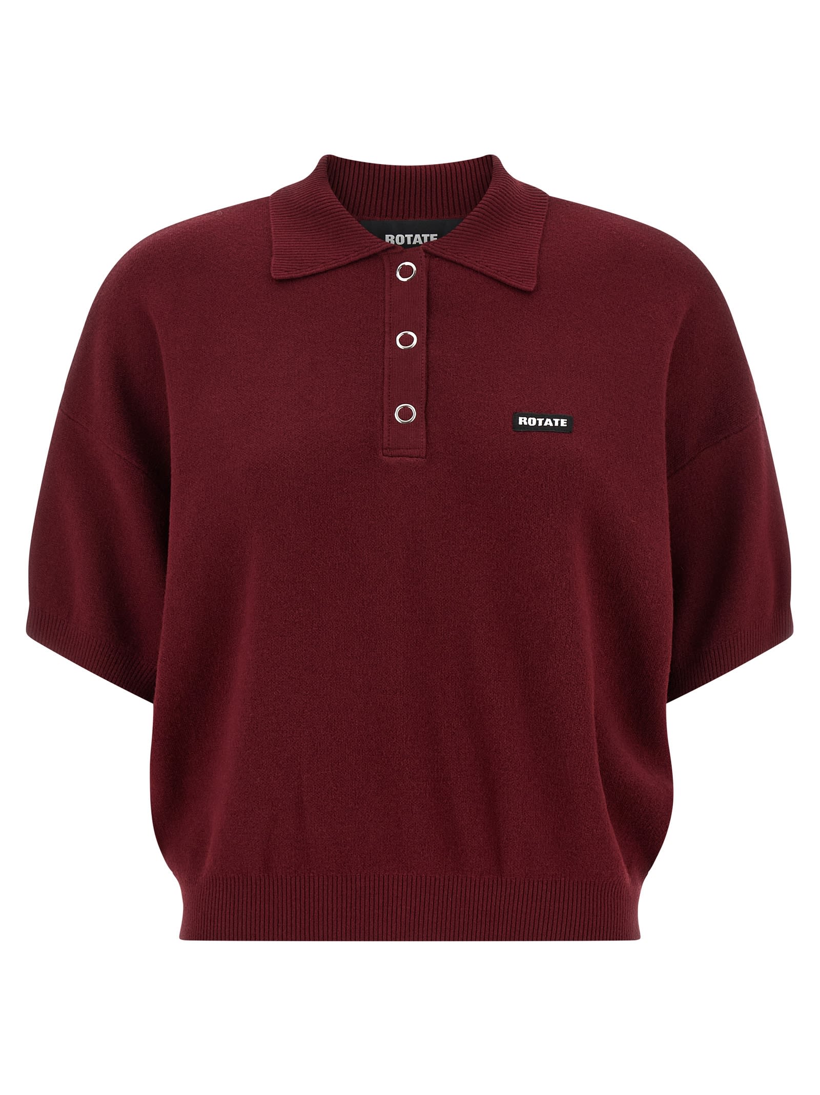 Rotate Birger Christensen Burgundy Polo Shirt With Logo Patch In Burgundy