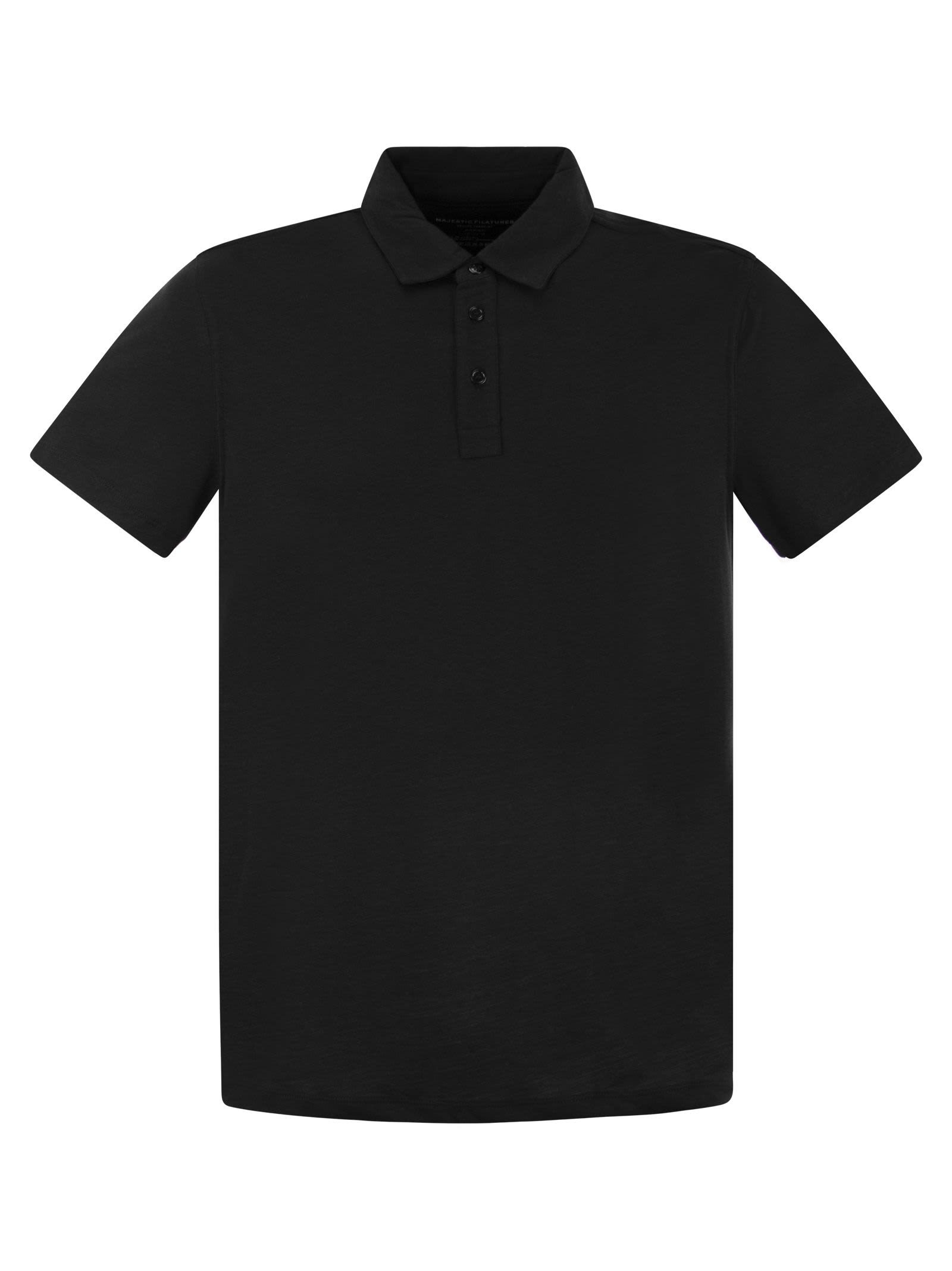 Shop Majestic Short-sleeved Polo Shirt In Lyocell In Black