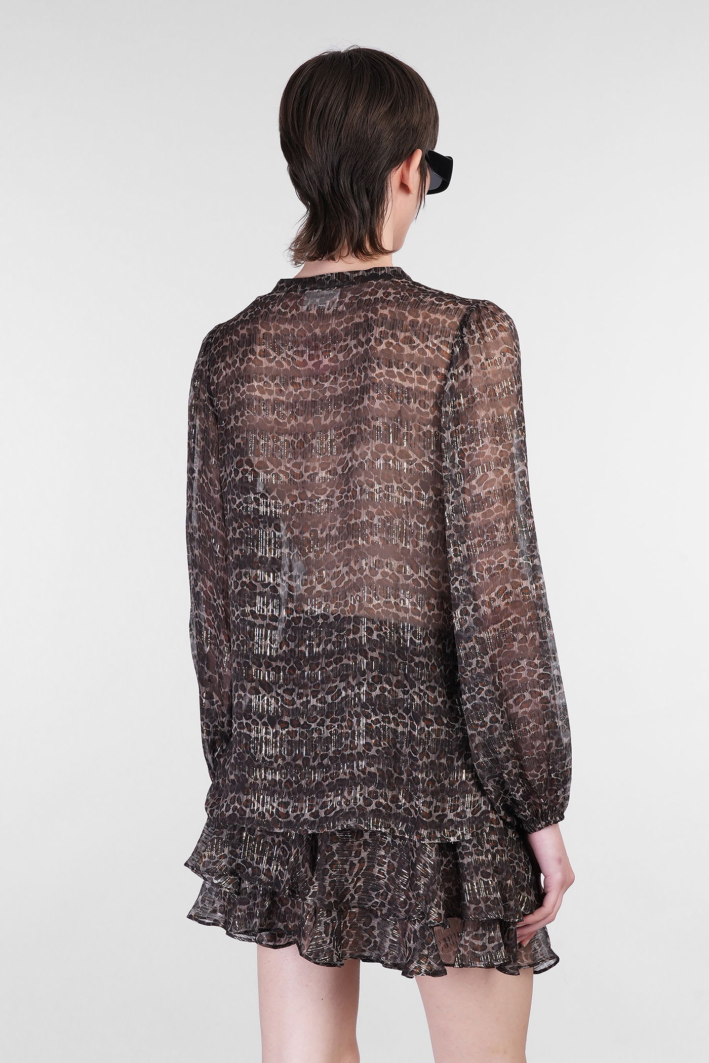 Mc2 Saint Barth Harper Blouse In Animalier Viscose In Black