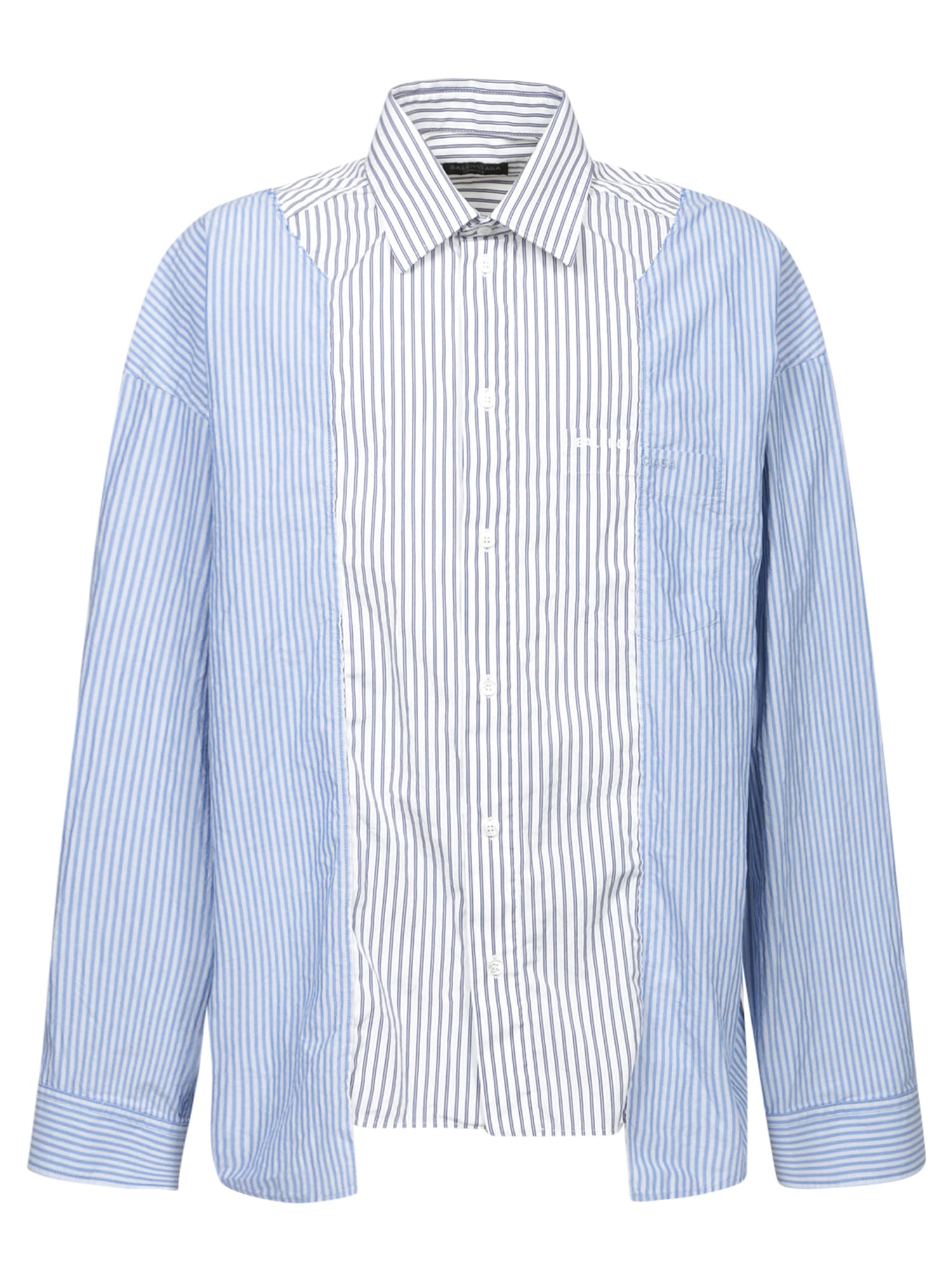 Shop Balenciaga White-sky Blue College Stripes Shirt