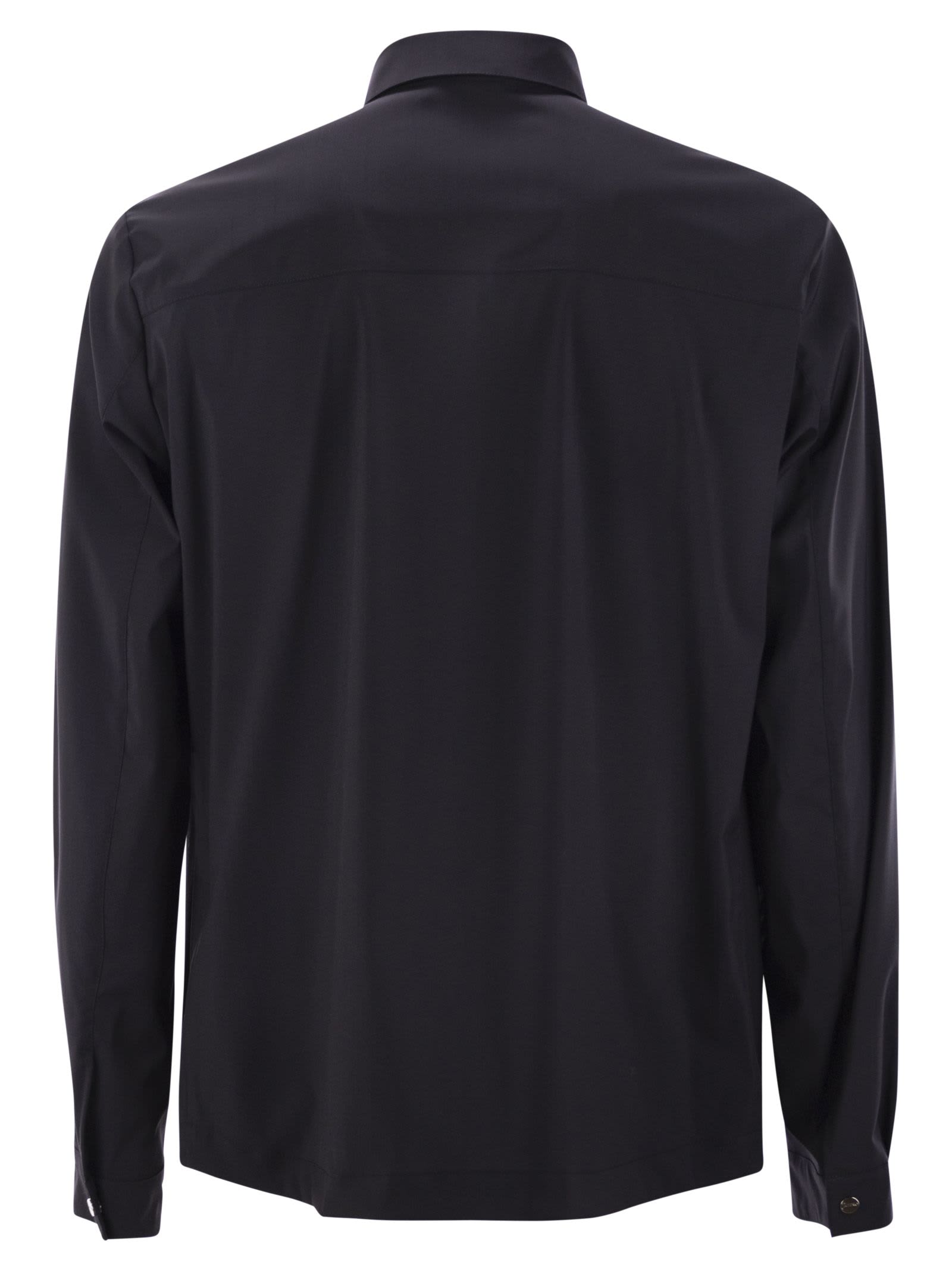 Herno Shirt-cut Jacket In Tech Wool In Blue