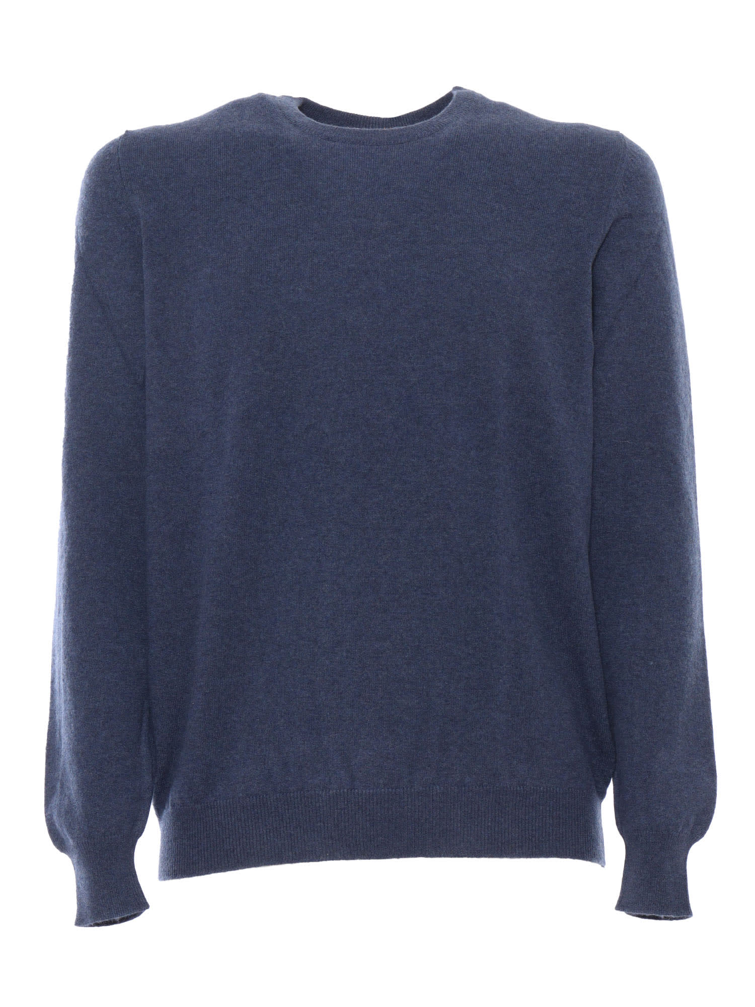 Fedeli Crew-neck L/s Knitted Sweater Man In Blue