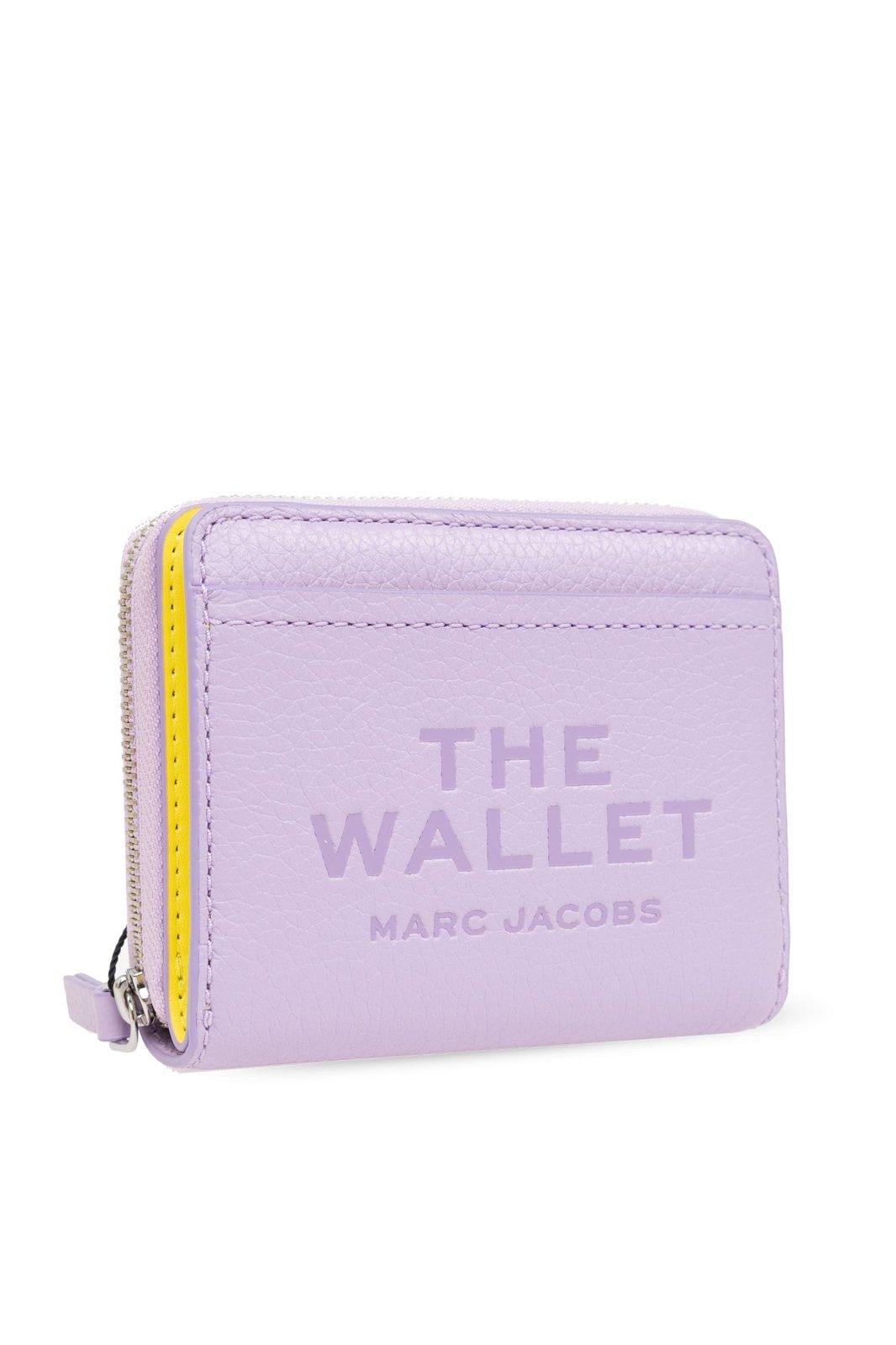 Shop Marc Jacobs Logo Printed Zipped Mini Compact Wallet In Wisteria