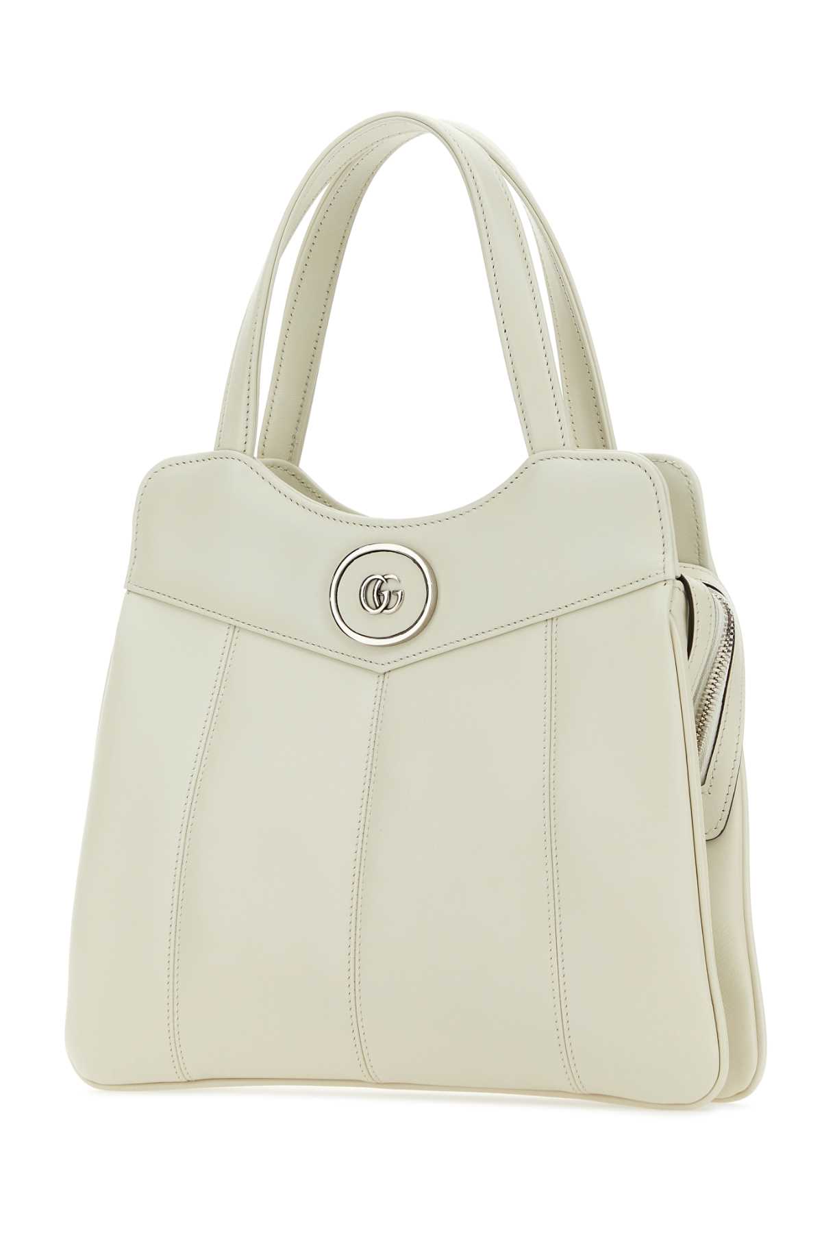 Shop Gucci Chalk Leather Small Petite Gg Handbag In 9022