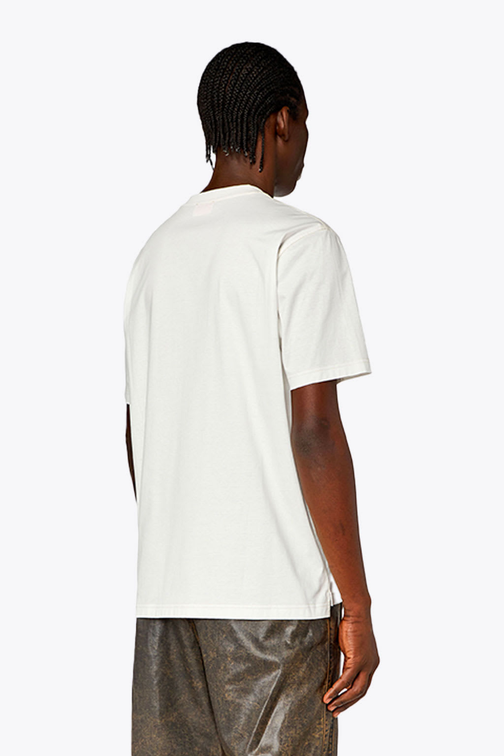Shop Diesel T-must-slits-n2 White Cotton T-shirt With Tonal Print - T Must Slits N2