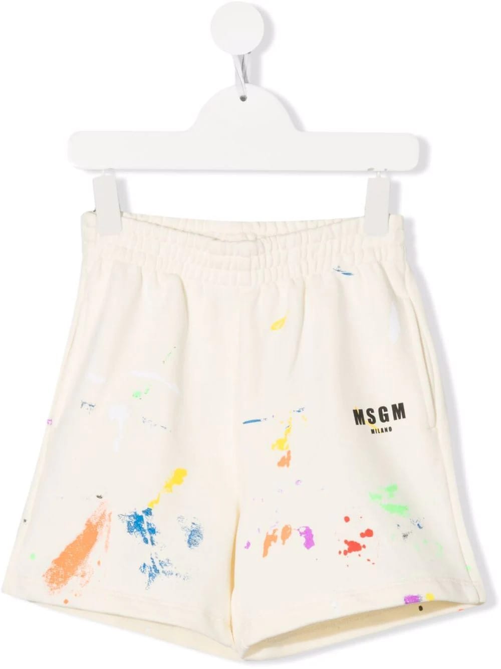 MSGM Kids Cream Shorts With Micro Logo And Color Spots